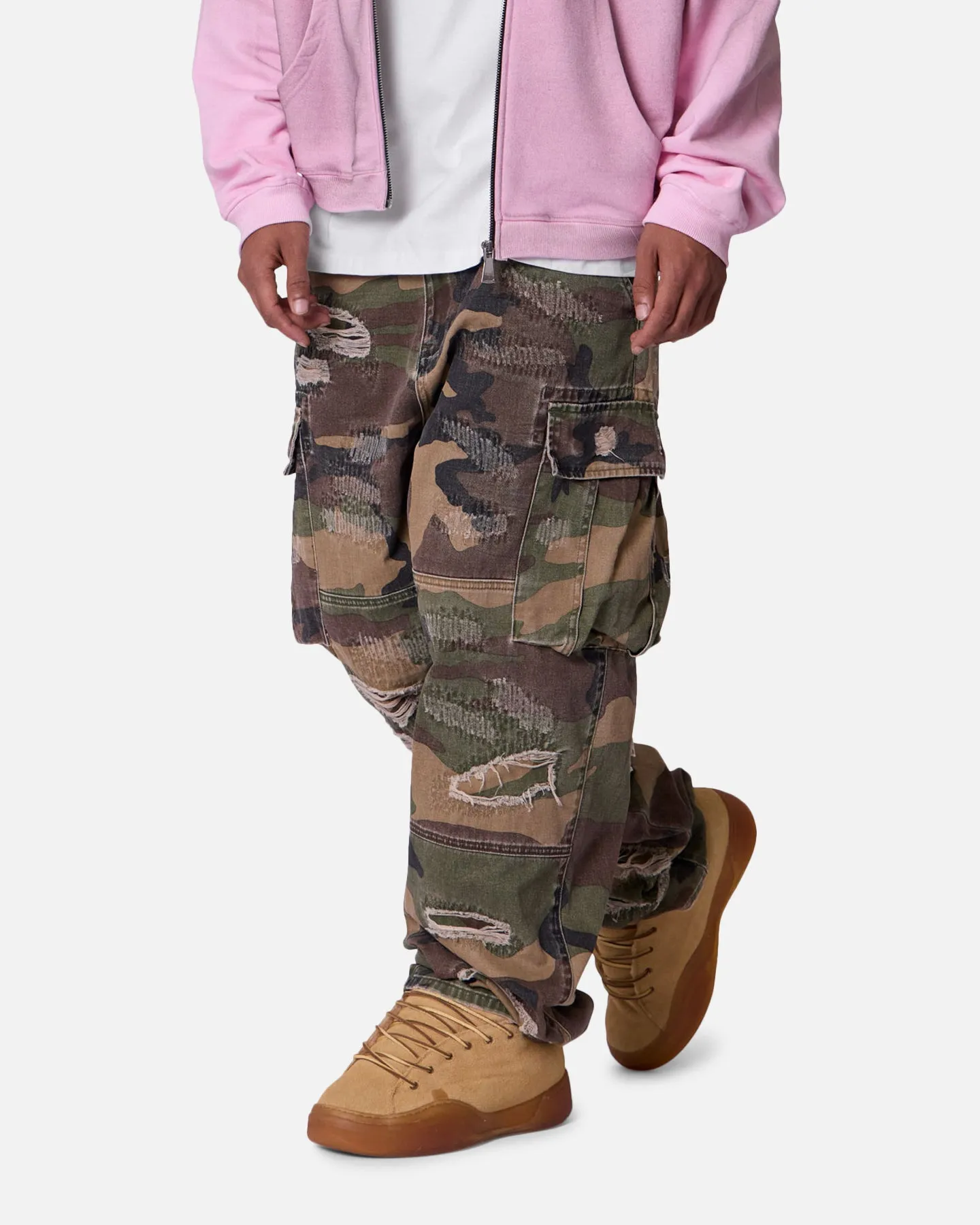MNML Ultra Baggy Distressed Cargo Pants Woodland Camo sold by Culture Kings product image thumbnail 5
