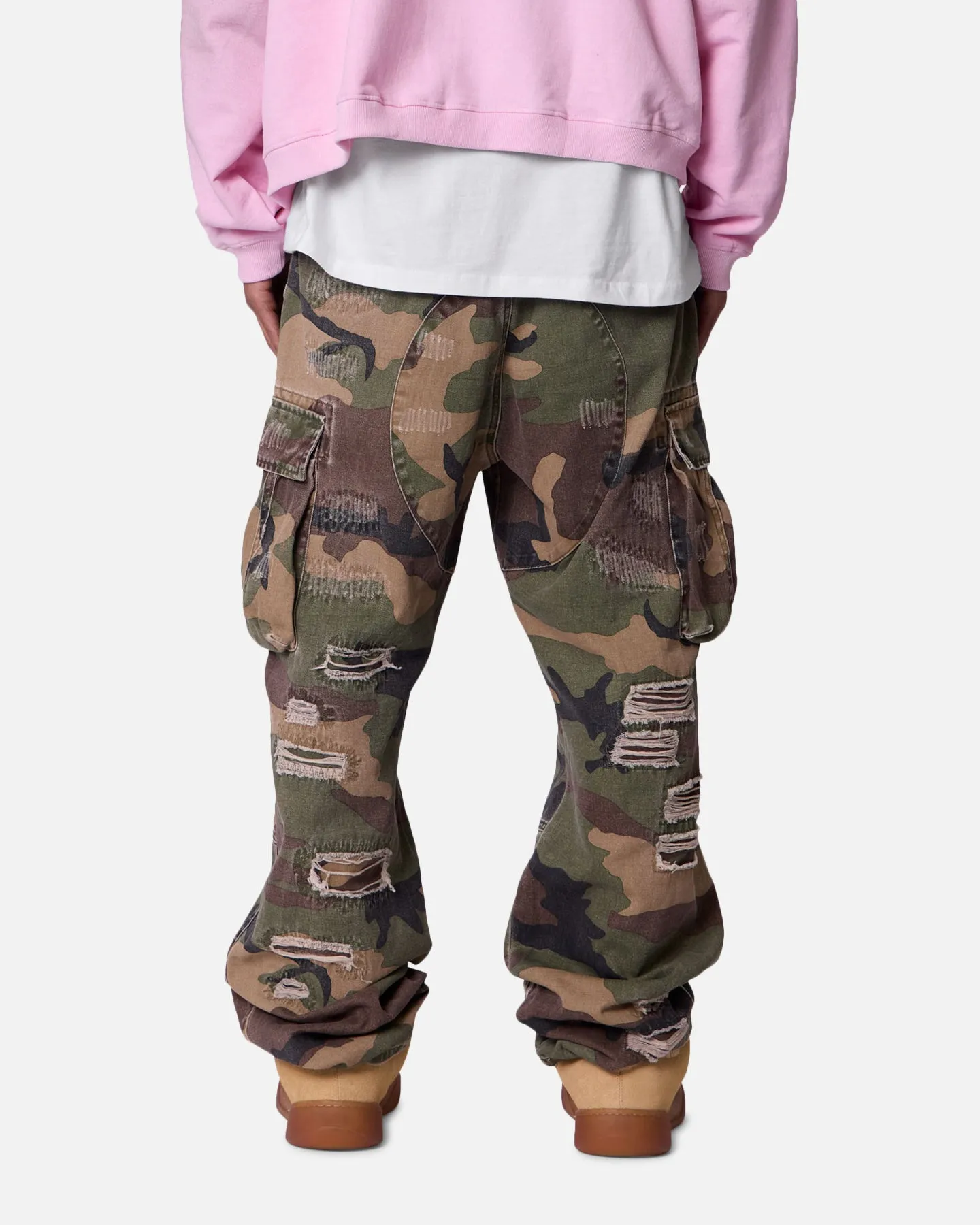 MNML Ultra Baggy Distressed Cargo Pants Woodland Camo sold by Culture Kings product image thumbnail 4