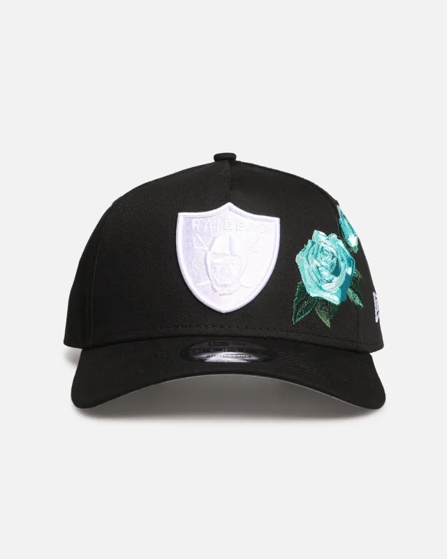 New Era Las Vegas Raiders 'Aqua Rose Embroidery' 9FORTY A-Frame Snapback Black/Aqua sold by Culture Kings