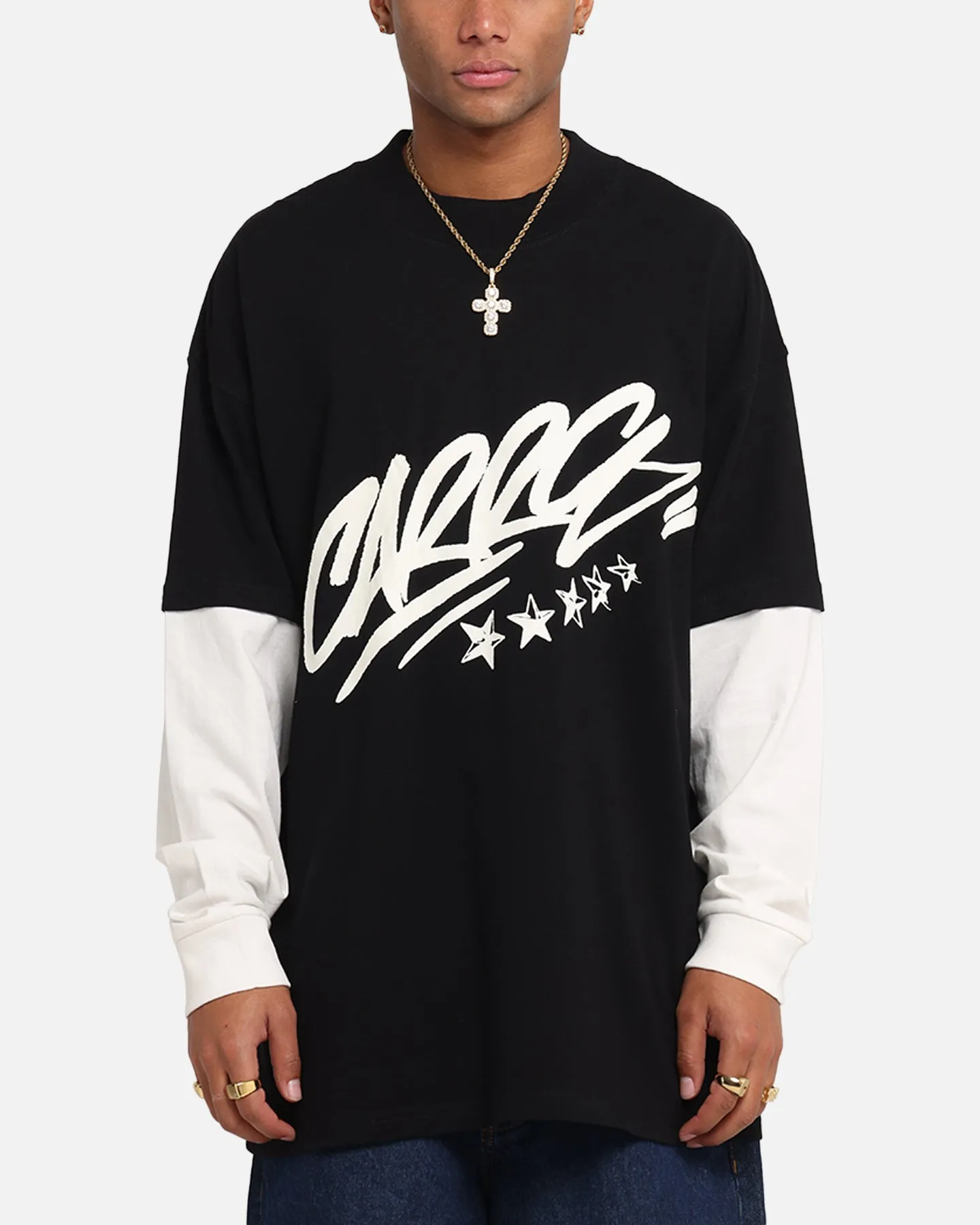 Carre Graffiti Layered Long Sleeve T-Shirt Black/Off White sold by Culture Kings