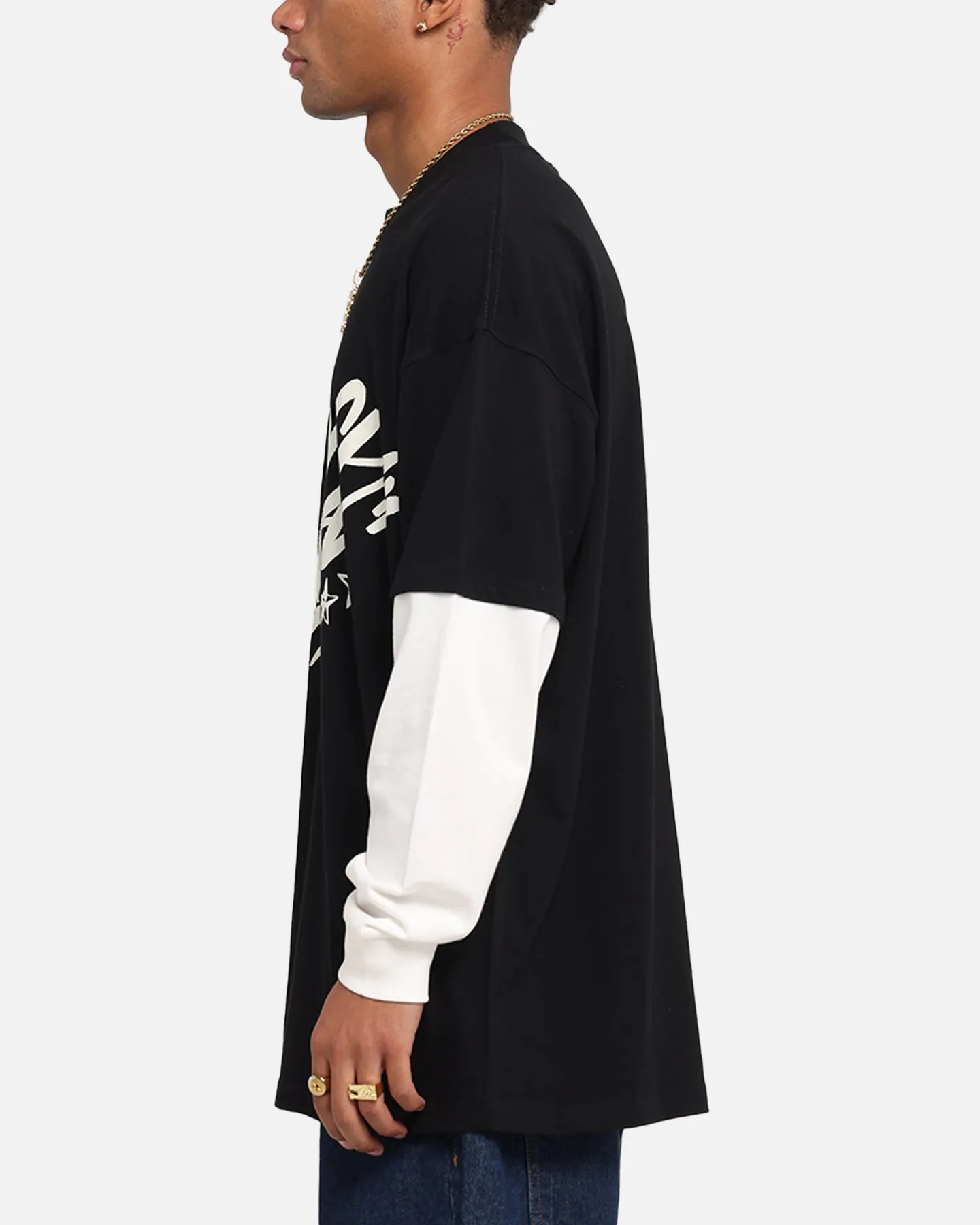 Carre Graffiti Layered Long Sleeve T-Shirt Black/Off White sold by Culture Kings product image thumbnail 5