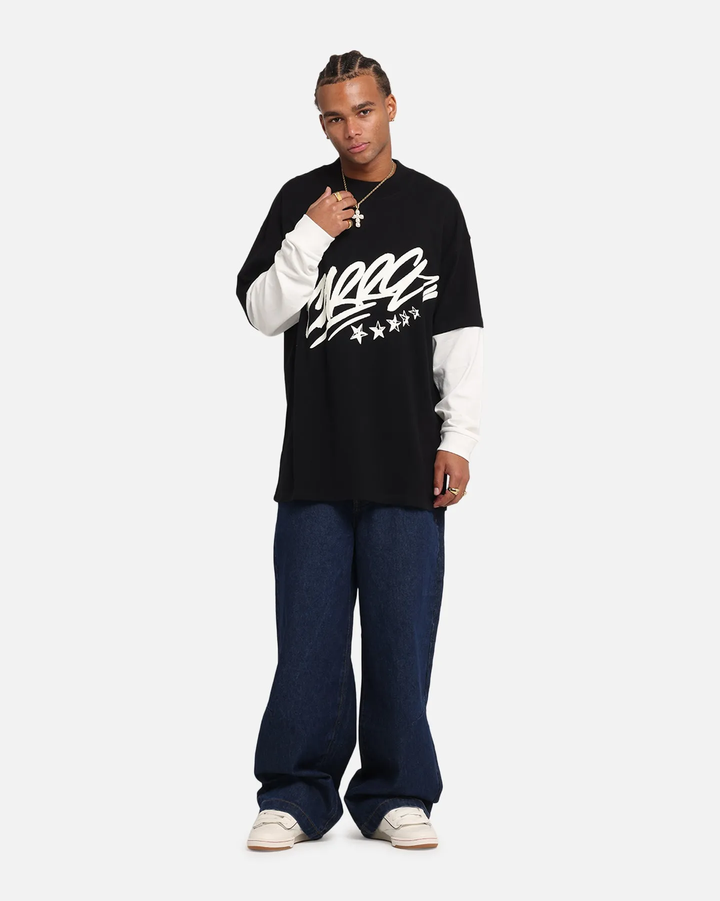 Carre Graffiti Layered Long Sleeve T-Shirt Black/Off White sold by Culture Kings product image thumbnail 2