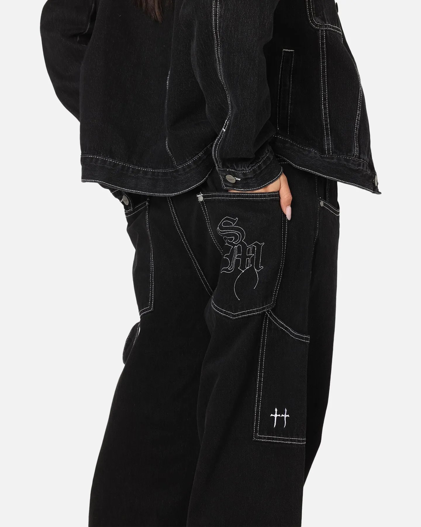 Saint Morta Amplus Fray Carpenter Jeans Contrast Black sold by Culture Kings product image thumbnail 3