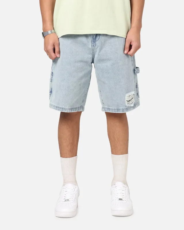 Carre Distressed Carpenter Jorts Light Blue Wash sold by Culture Kings