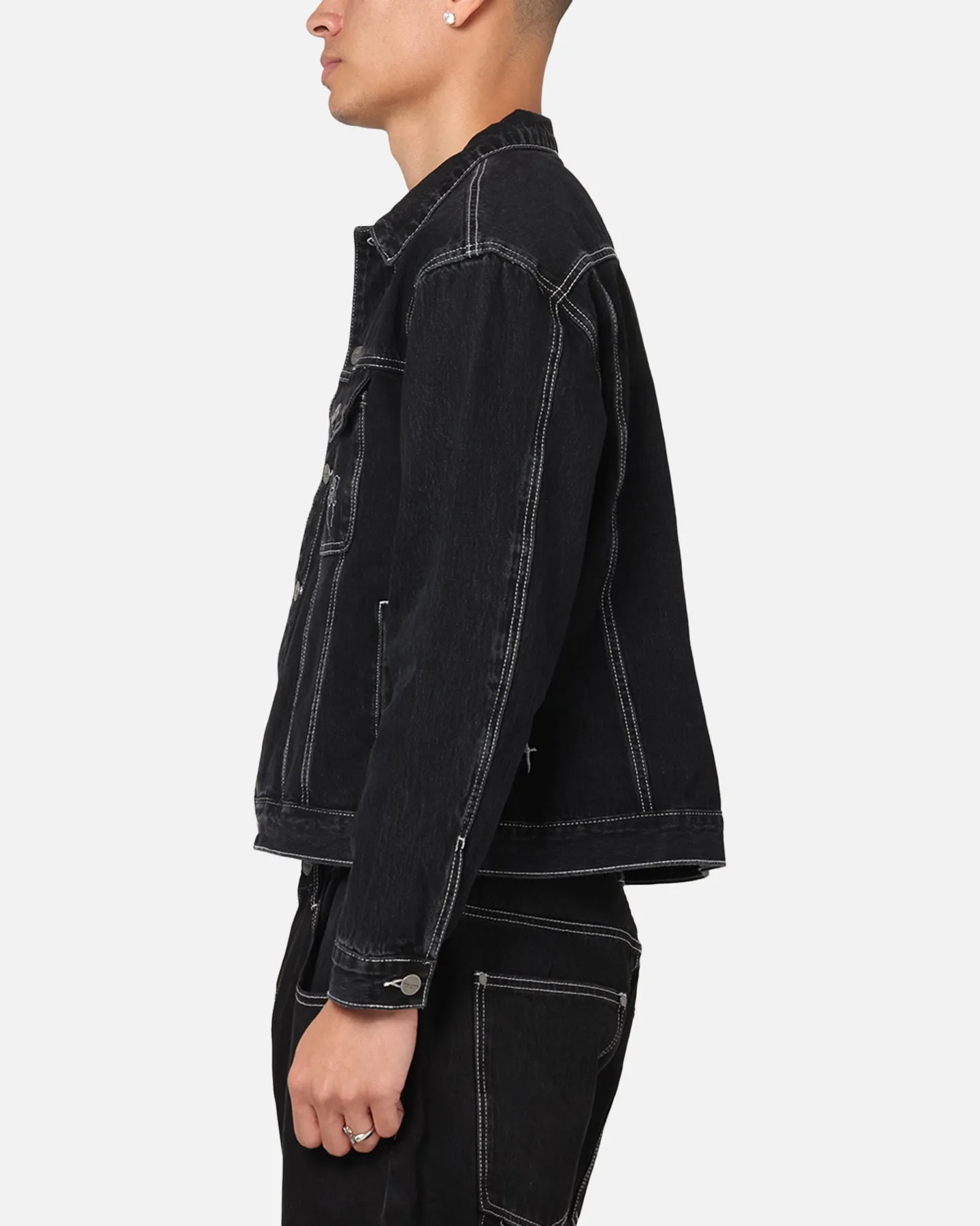 Saint Morta Fray Trucker Denim Jacket Contrast Black sold by Culture Kings product image thumbnail 5