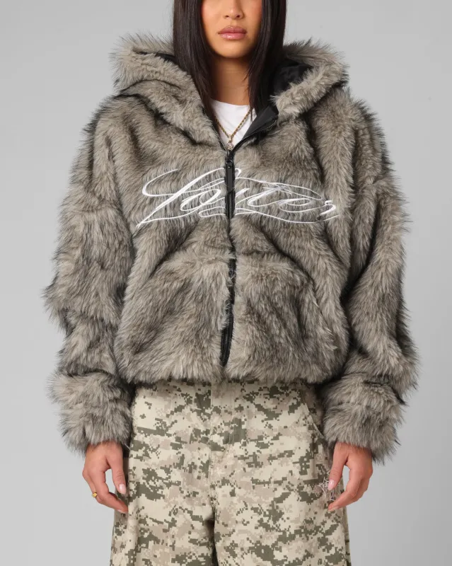 Loiter Faux Fur Hooded Jacket Off White sold by Culture Kings