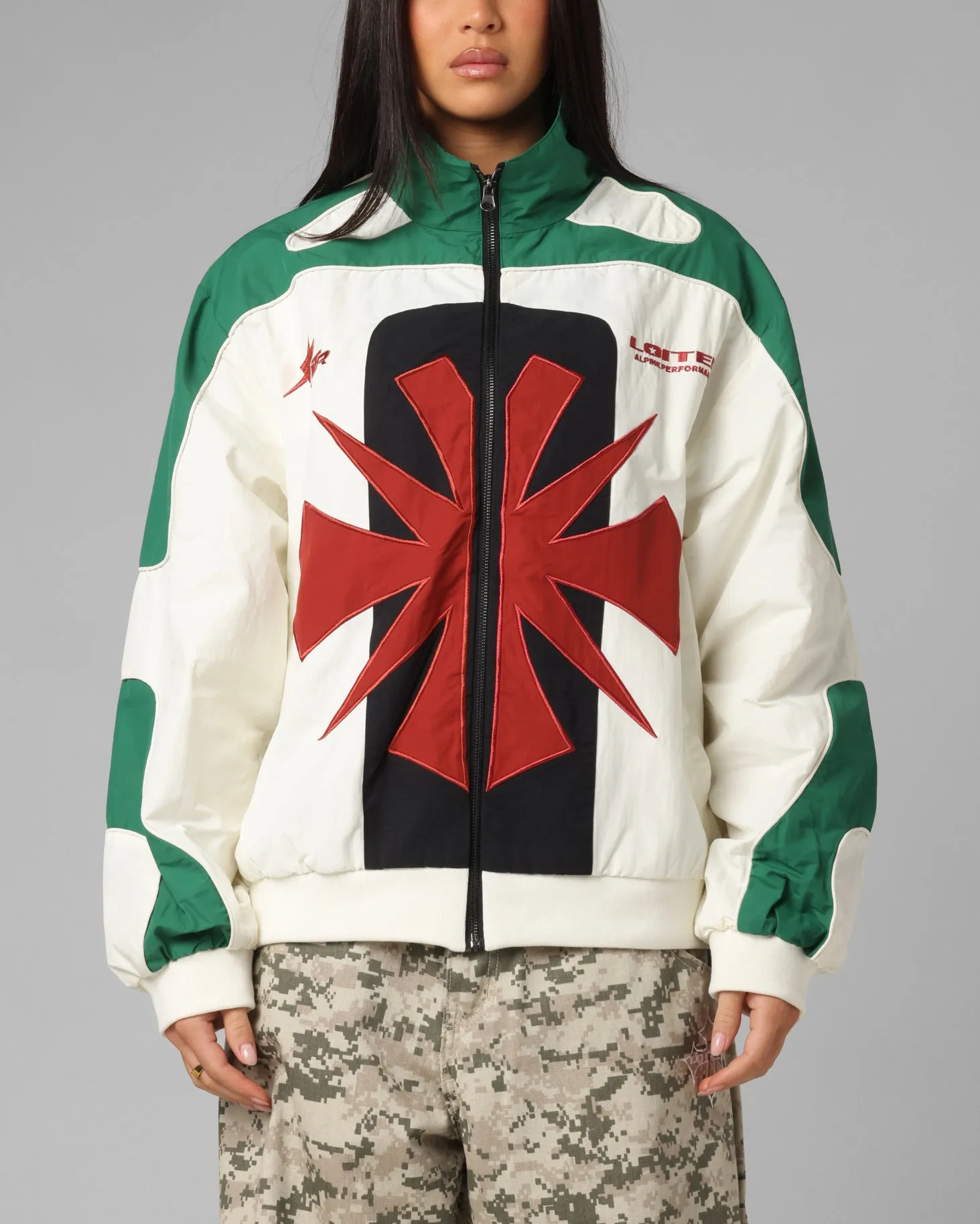Loiter Club Classic Track Jacket White/Green sold by Culture Kings