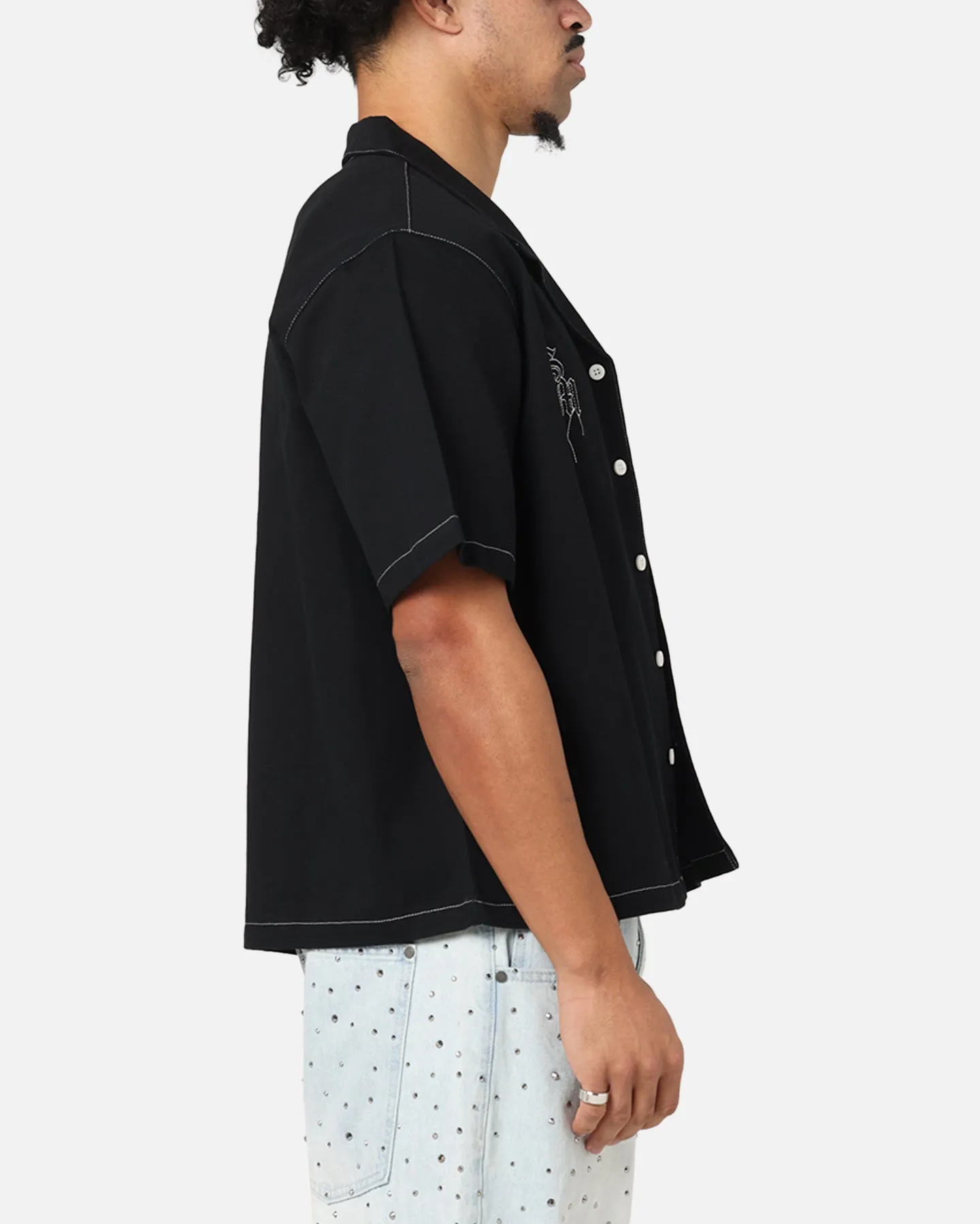 Saint Morta Fray Contrast Button Up Shirt Contrast Black sold by Culture Kings product image thumbnail 4