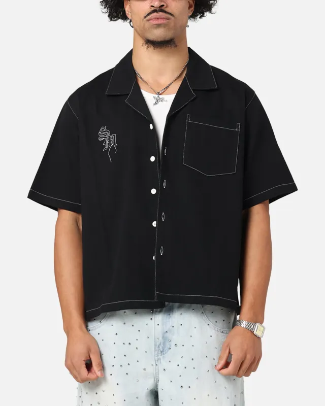 Saint Morta Fray Contrast Button Up Shirt Contrast Black sold by Culture Kings