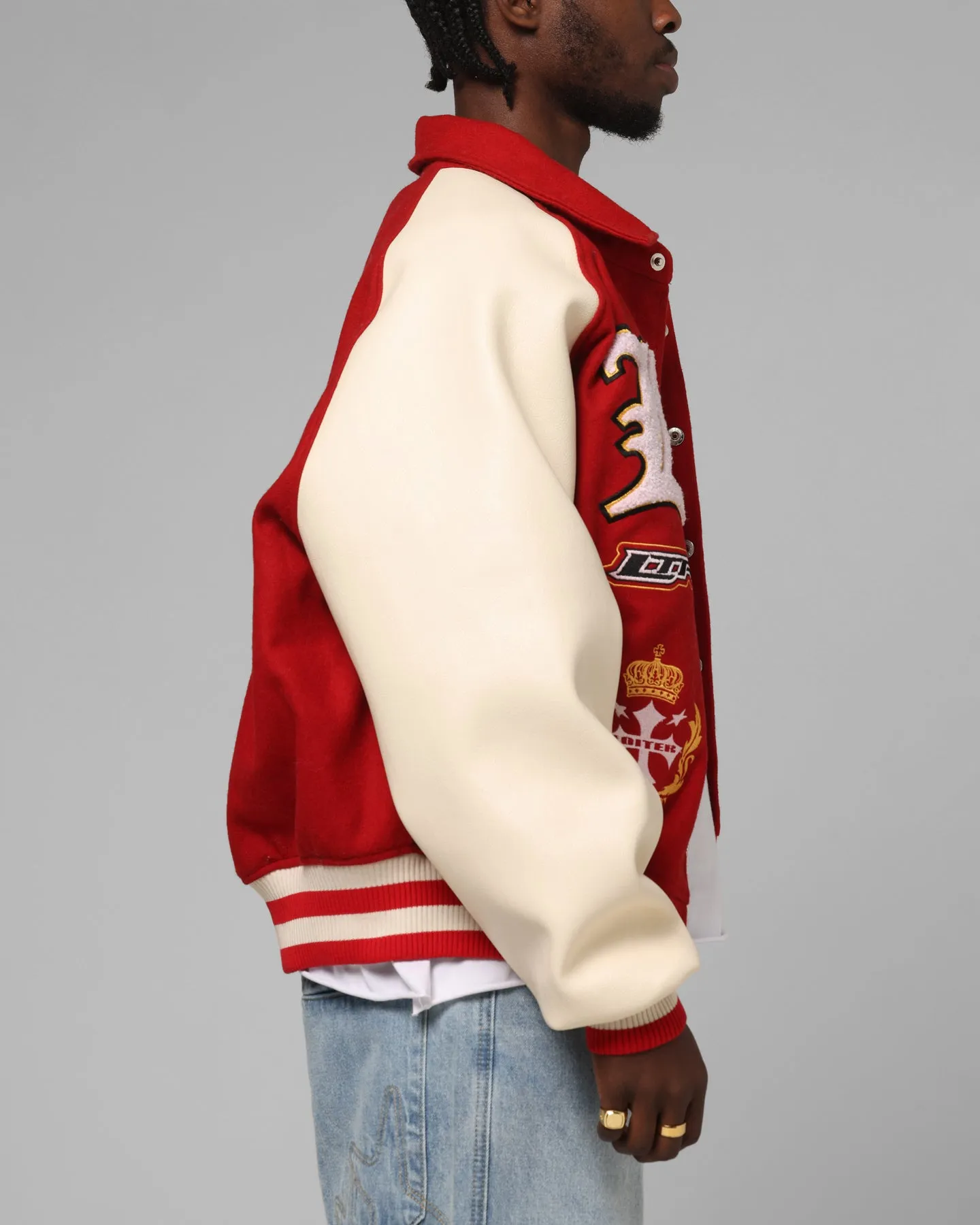 Loiter Heaven Varsity Jacket Red/Off White sold by Culture Kings product image thumbnail 5