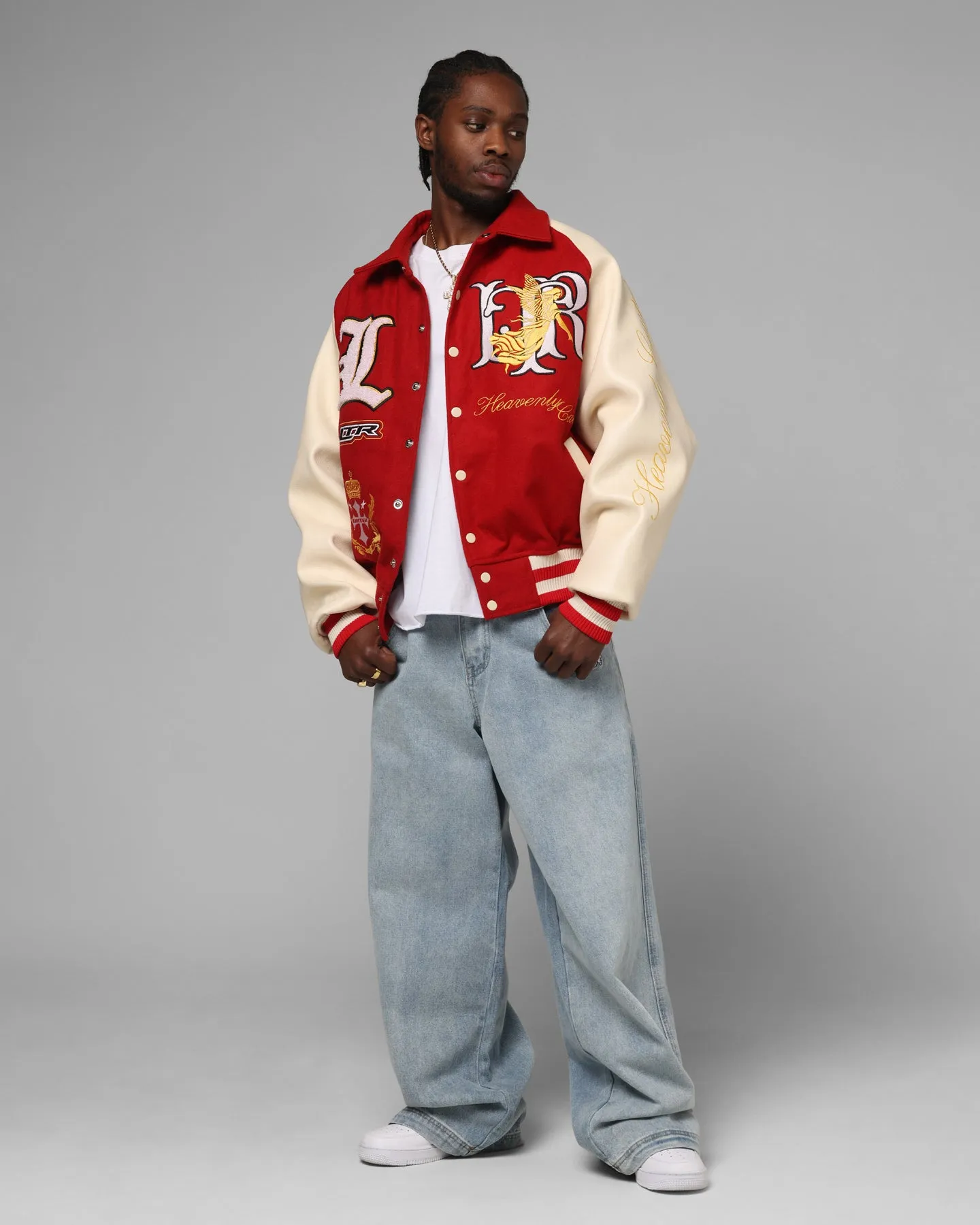 Loiter Heaven Varsity Jacket Red/Off White sold by Culture Kings product image thumbnail 3