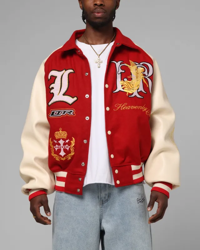 Loiter Heaven Varsity Jacket Red/Off White sold by Culture Kings