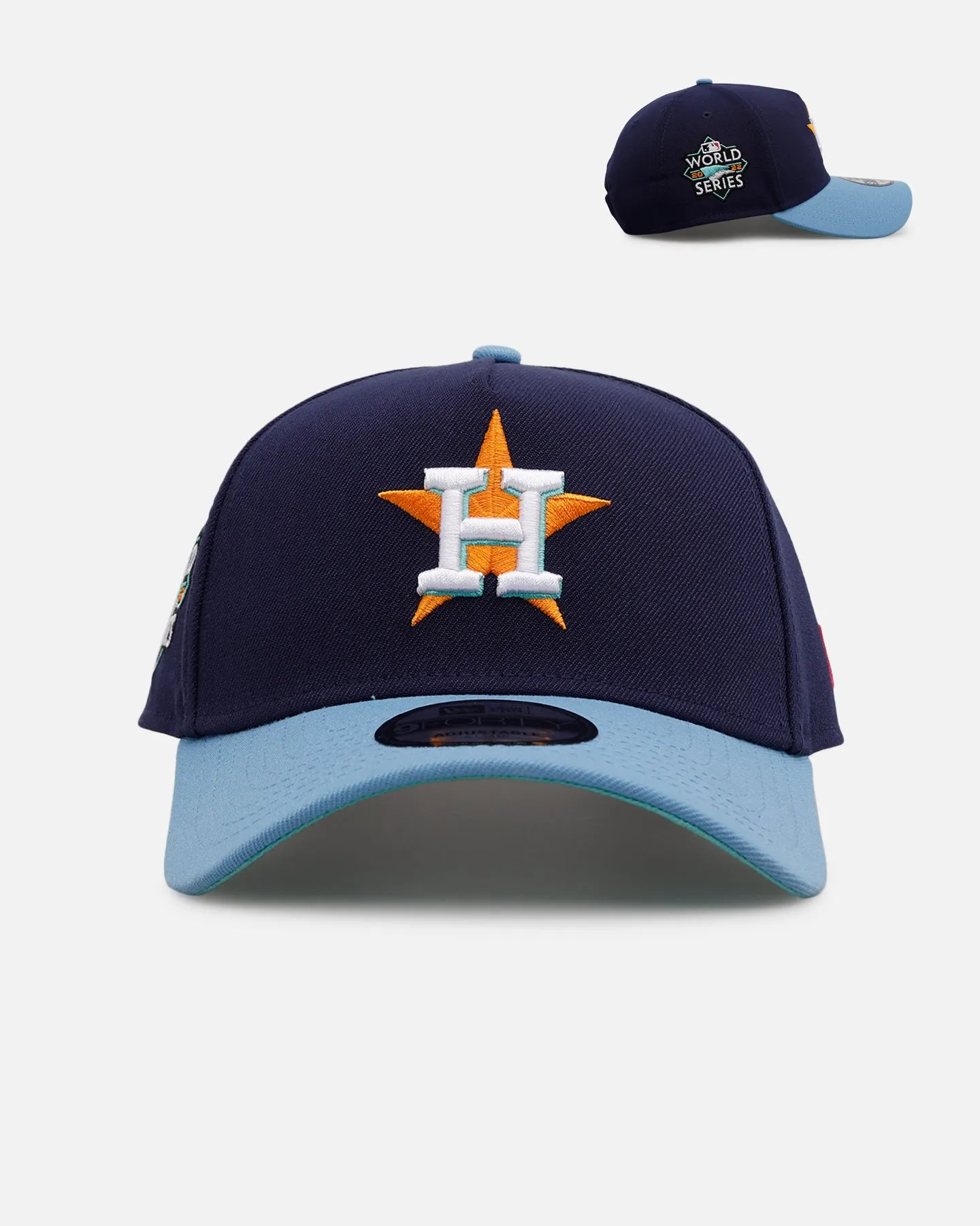 New Era Houston Astros 'Coral' 9FORTY A-Frame Snapback Navy/Sky sold by Culture Kings