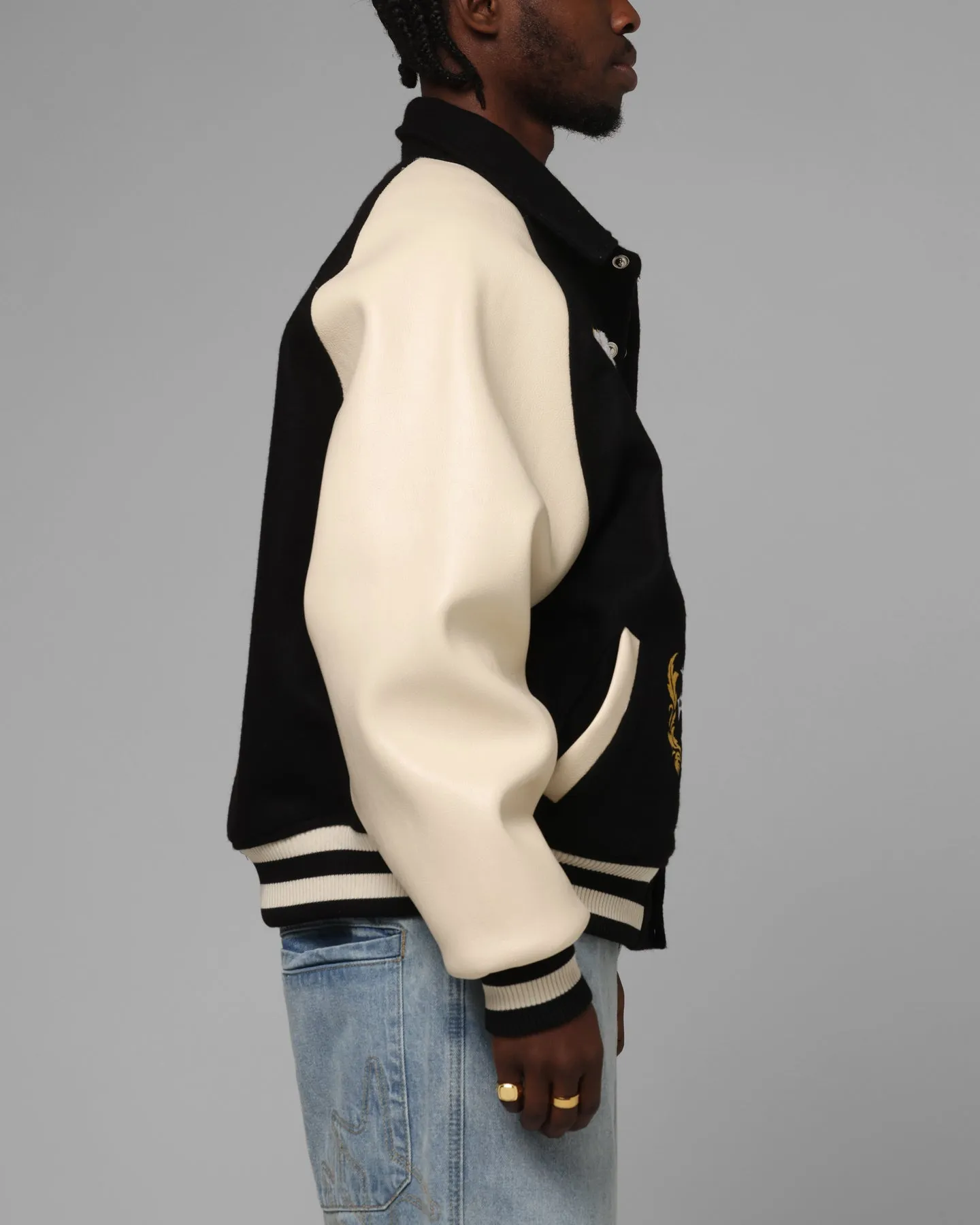 Loiter Heaven Varsity Jacket Black/Off White sold by Culture Kings product image thumbnail 5