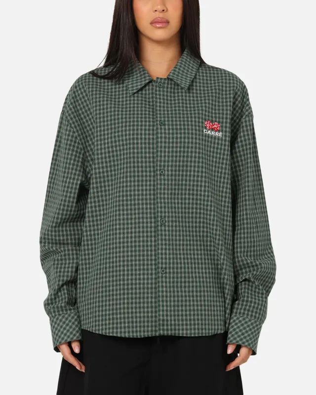 Carre Motion Long Sleeve Button Up Shirt Green Check sold by Culture Kings