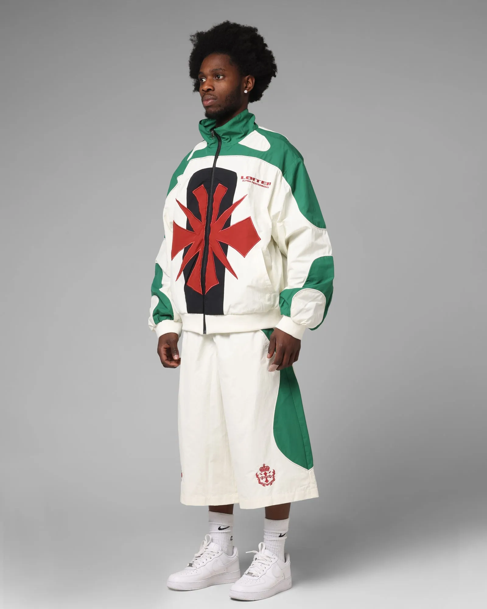 Loiter Club Classic Track Shorts White/Green sold by Culture Kings product image thumbnail 2