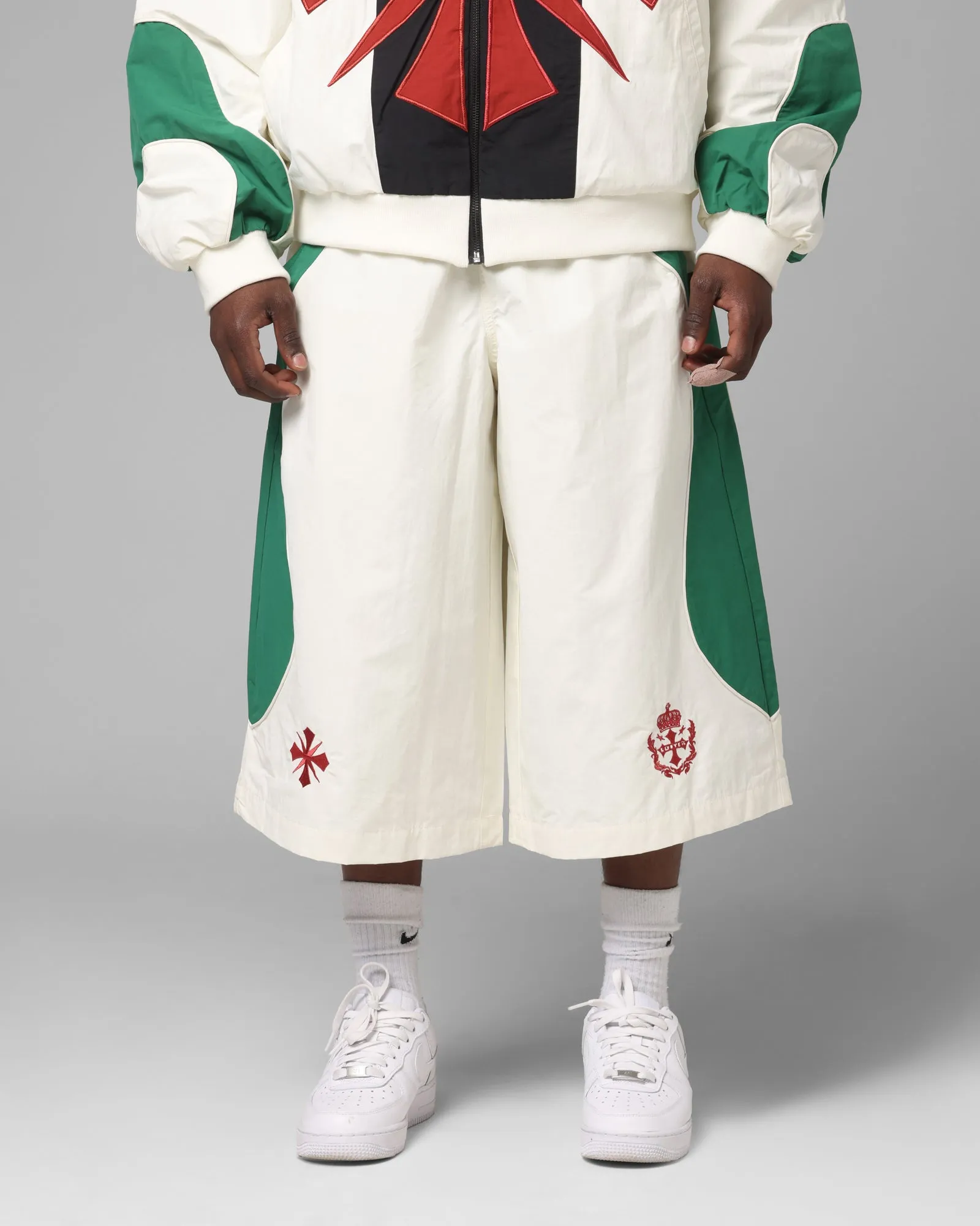 Loiter Club Classic Track Shorts White/Green sold by Culture Kings