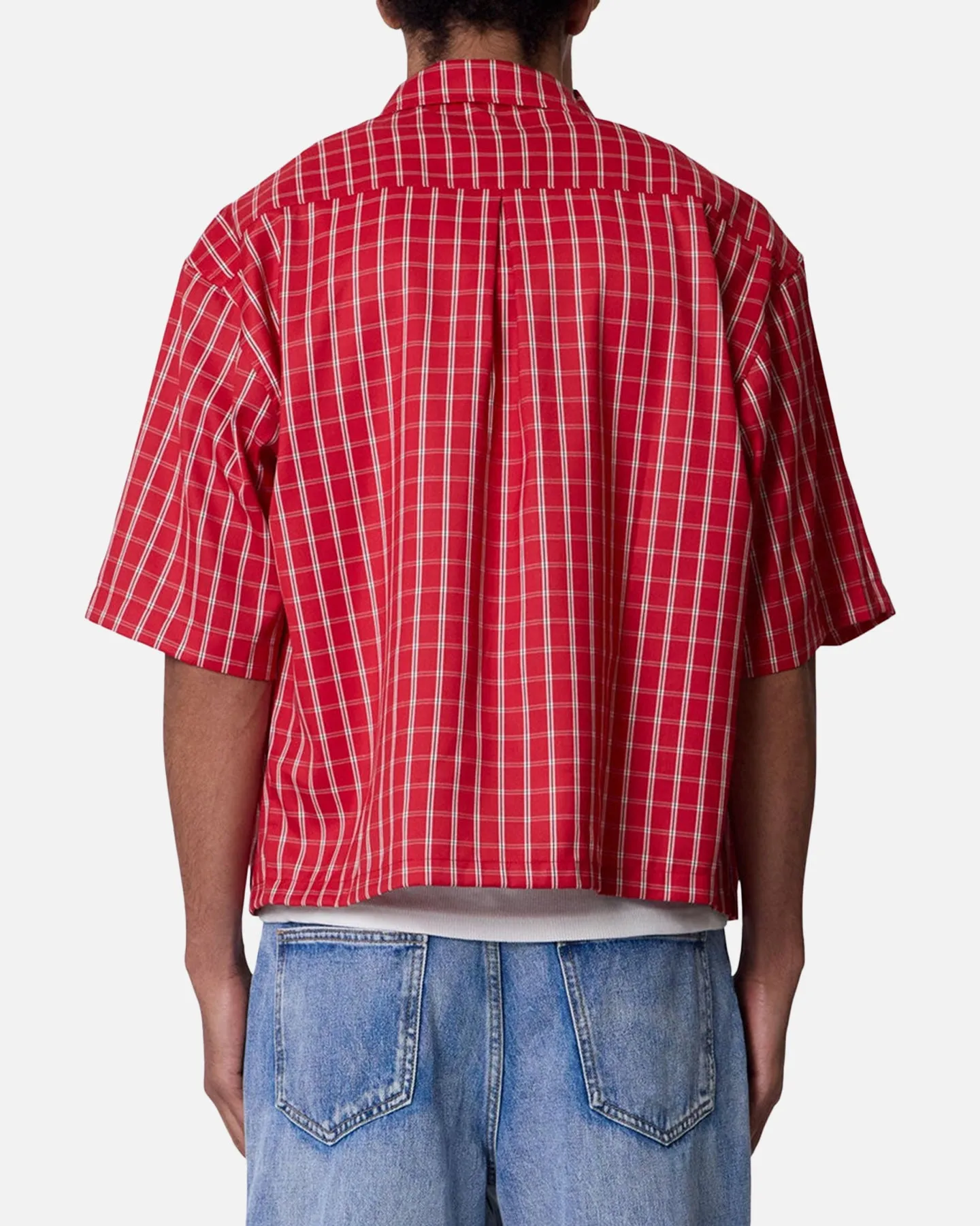 MNML Crispy Poplin Over Button Up Shirt Red Plaid sold by Culture Kings product image thumbnail 4