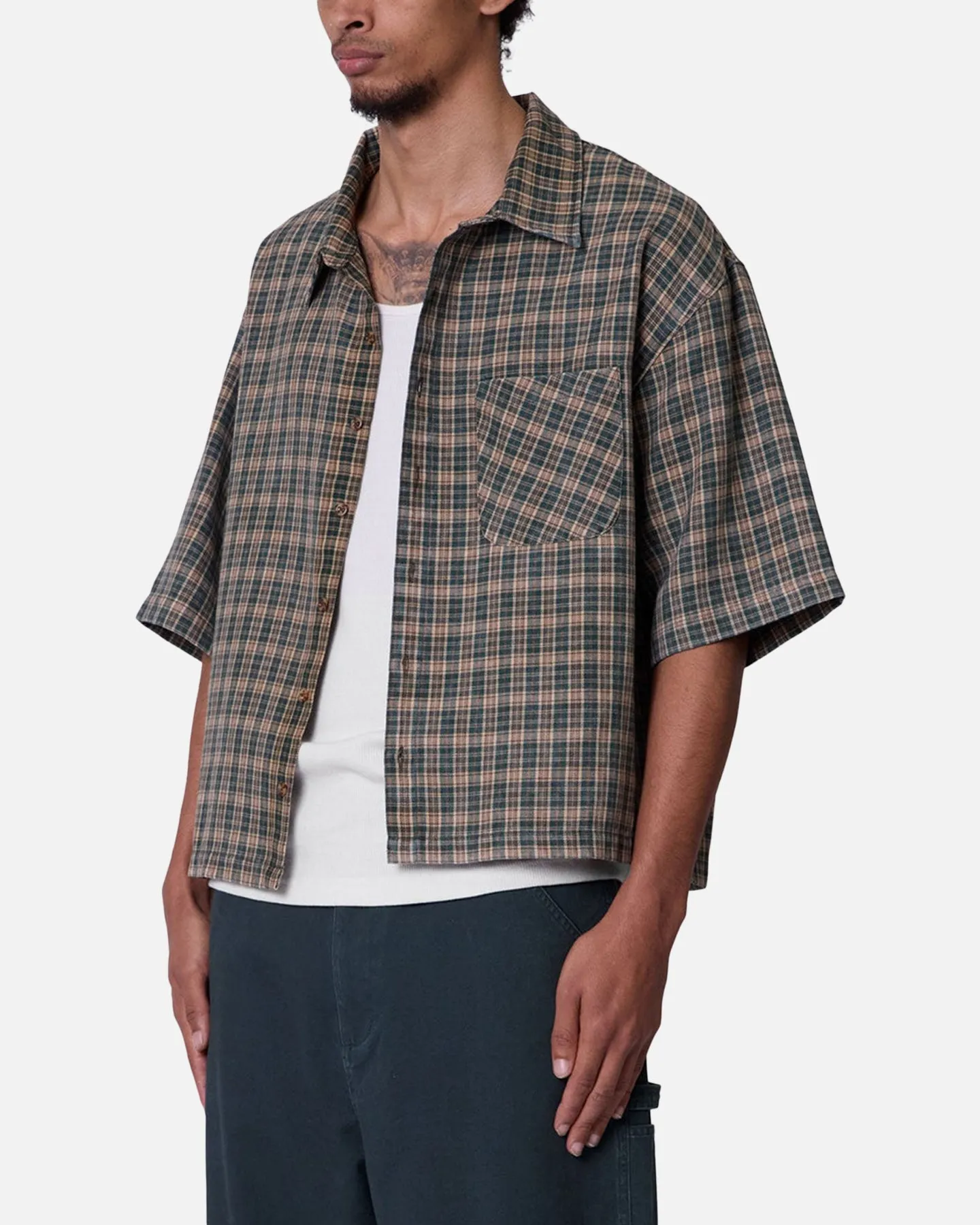 MNML Washed Poplin Over Button Up Shirt Green/Brown sold by Culture Kings product image thumbnail 2