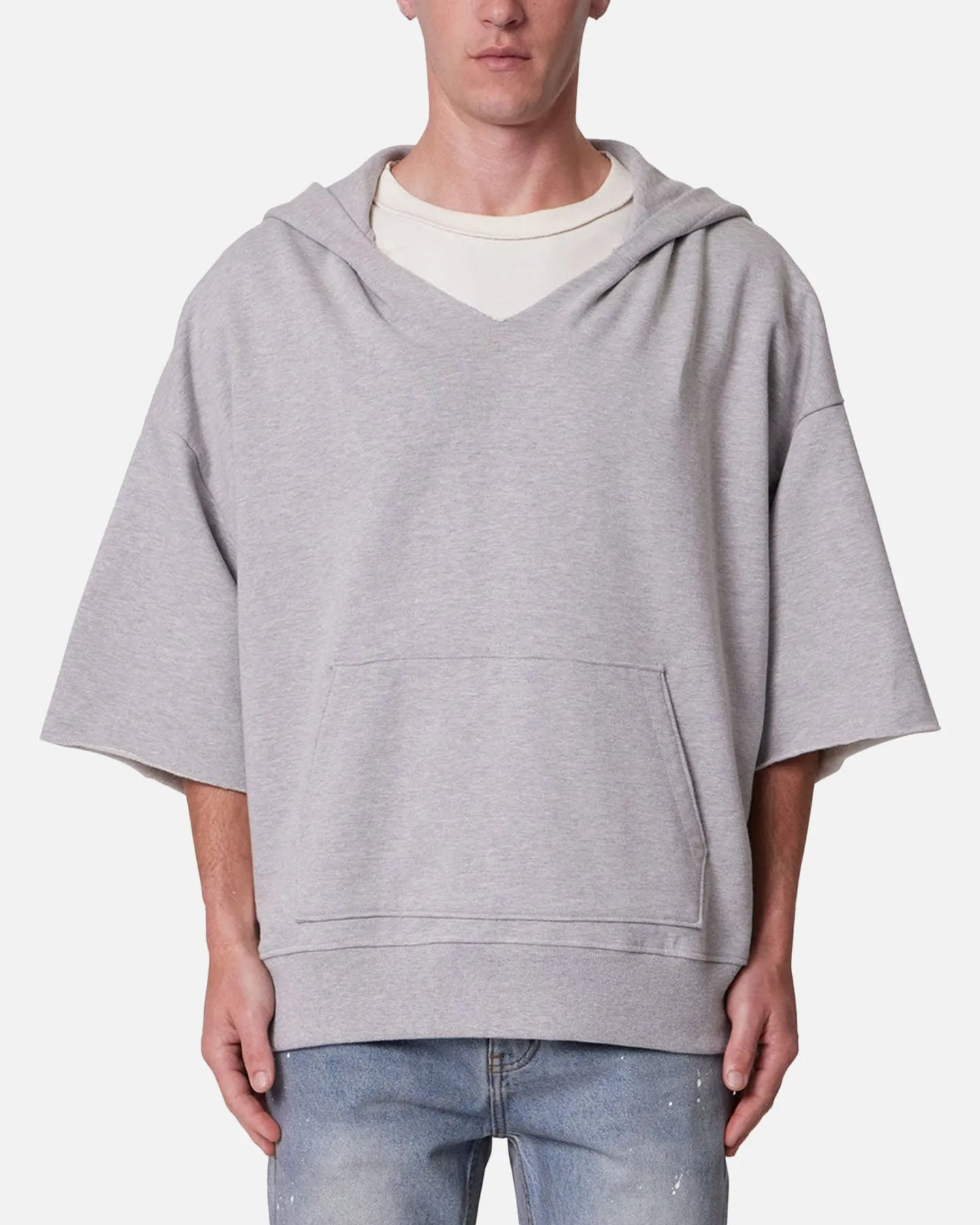 MNML Hooded 3/4 Sleeve Rag Sweater Grey sold by Culture Kings