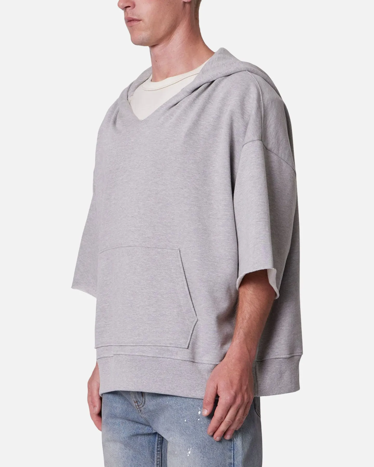 MNML Hooded 3/4 Sleeve Rag Sweater Grey sold by Culture Kings product image thumbnail 2