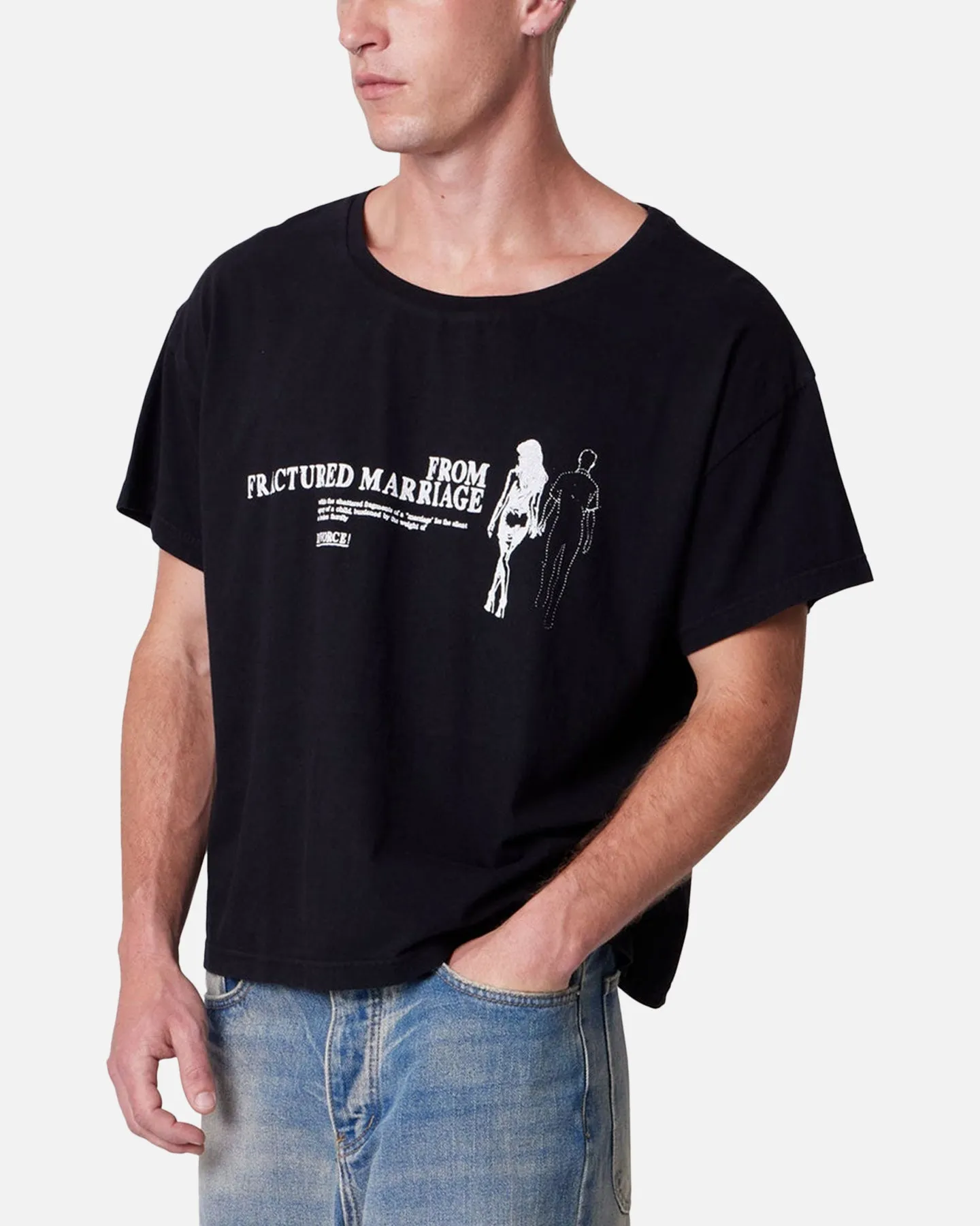 MNML Distressed Wide Neck T-Shirt Washed Black sold by Culture Kings product image thumbnail 5