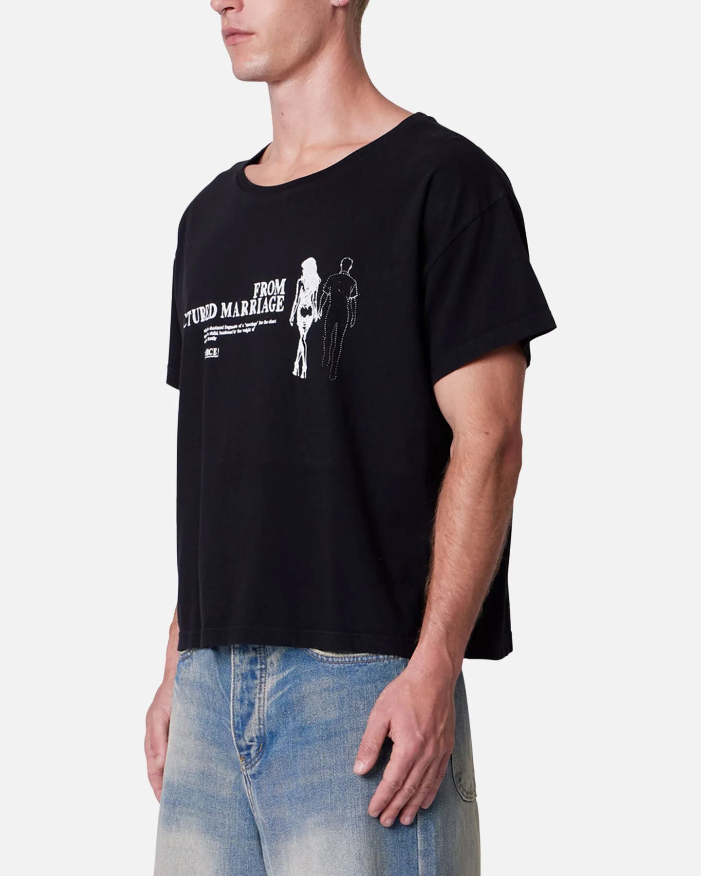 MNML Distressed Wide Neck T-Shirt Washed Black sold by Culture Kings product image thumbnail 2