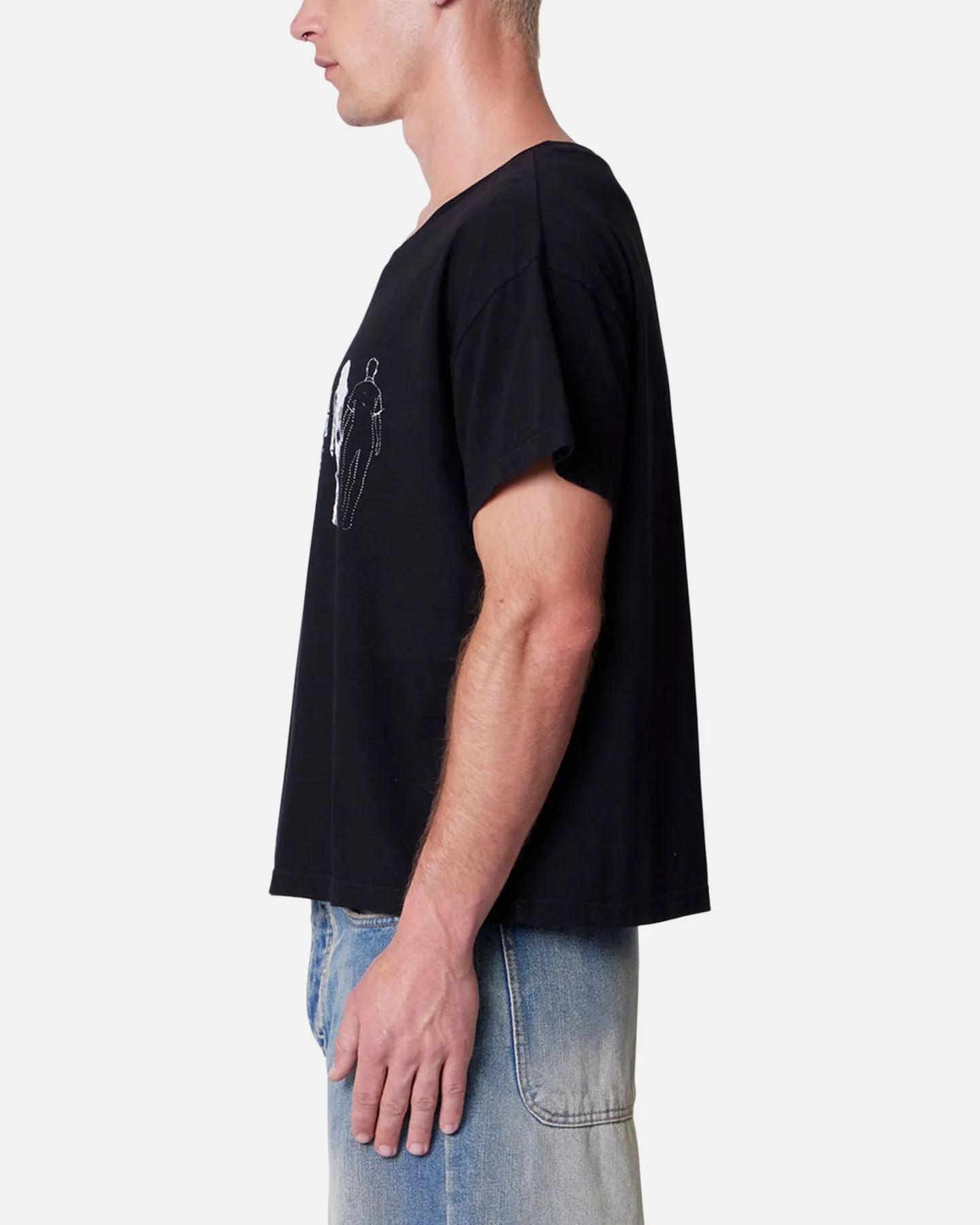 MNML Distressed Wide Neck T-Shirt Washed Black sold by Culture Kings product image thumbnail 3