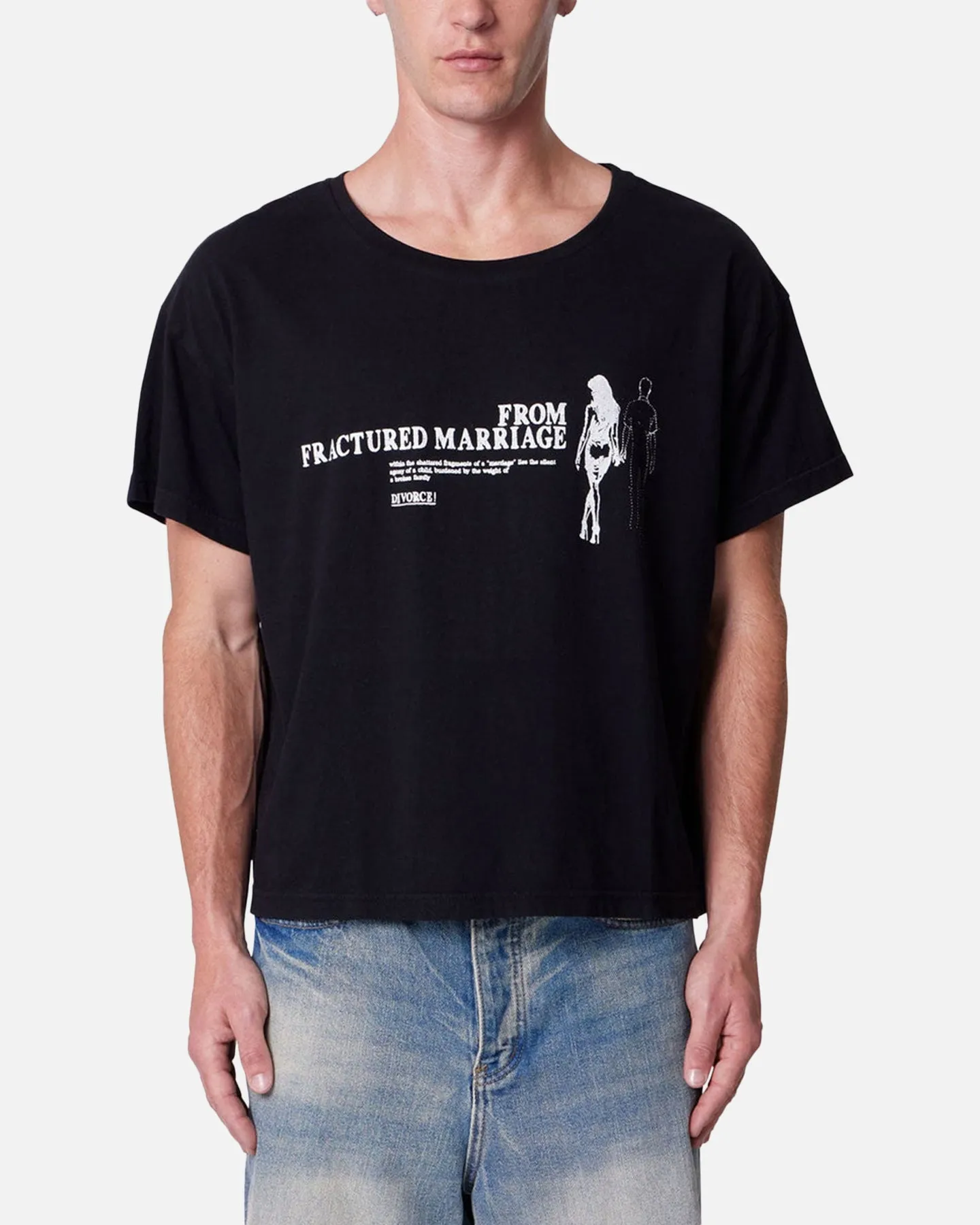 MNML Distressed Wide Neck T-Shirt Washed Black sold by Culture Kings