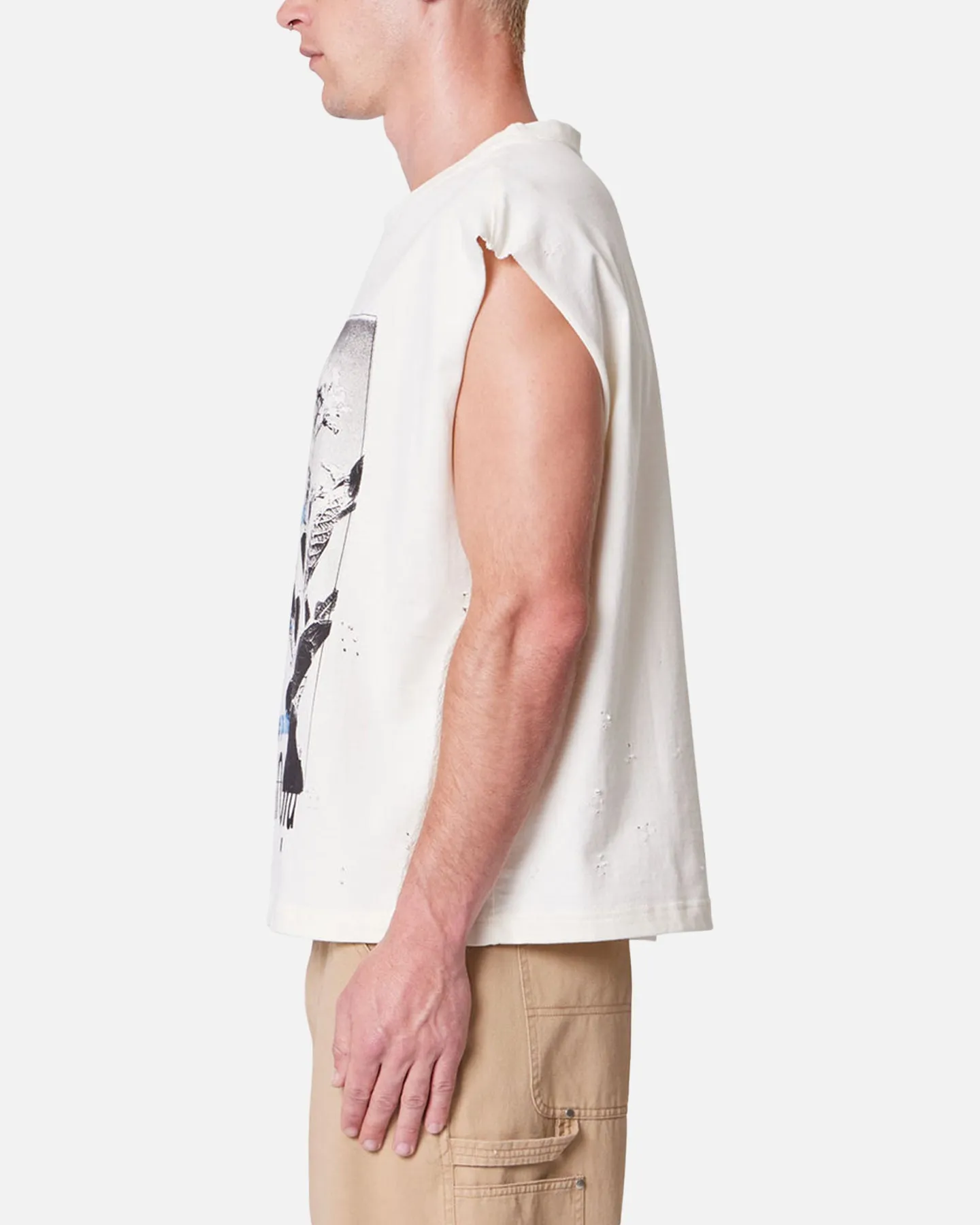 MNML Distressed Sleeveless Tank Antique White sold by Culture Kings product image thumbnail 3