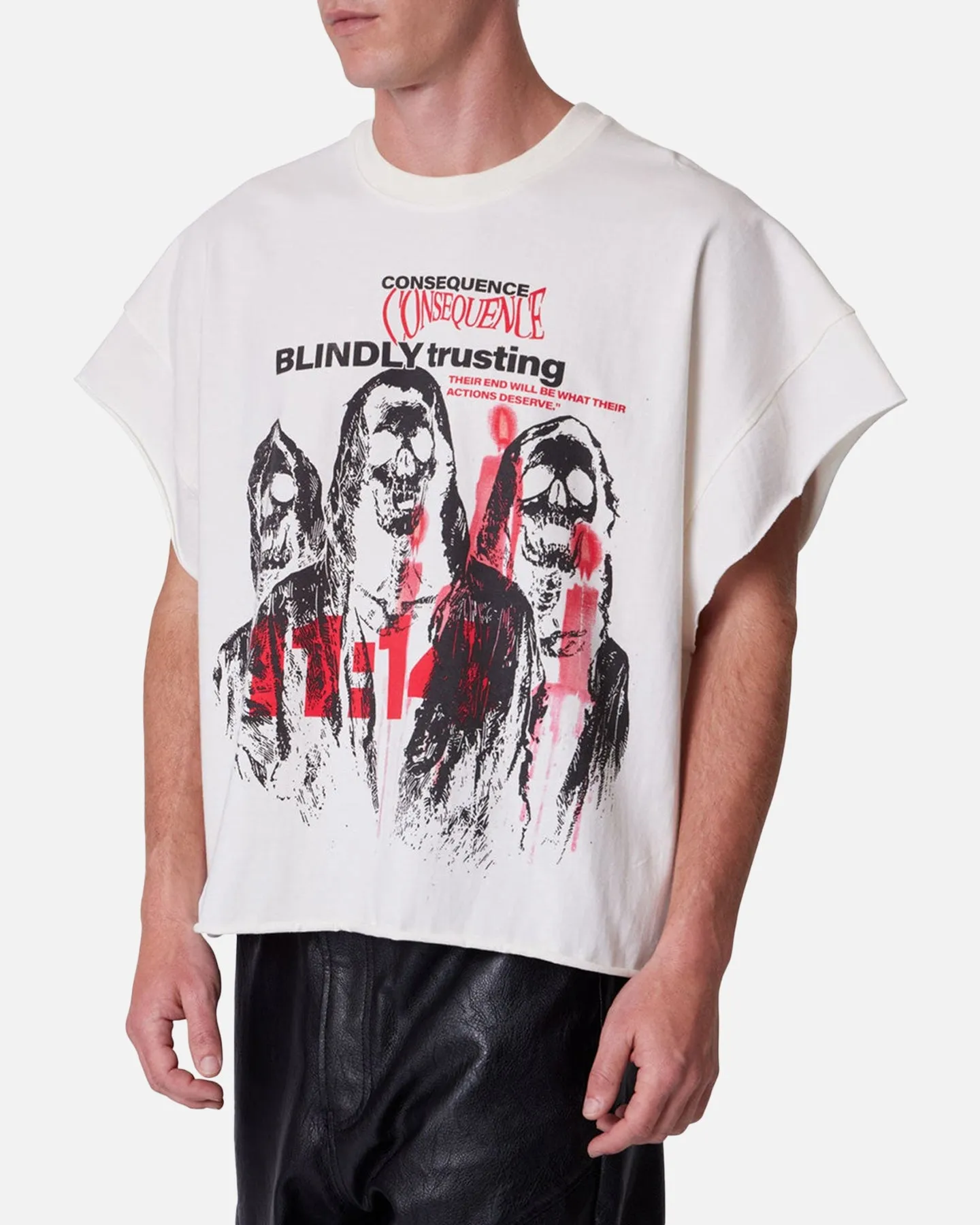 MNML Grim Cutoff Muscle T-Shirt Off White sold by Culture Kings product image thumbnail 5