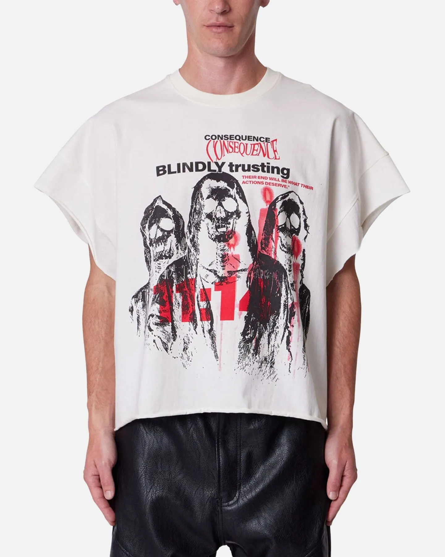MNML Grim Cutoff Muscle T-Shirt Off White sold by Culture Kings