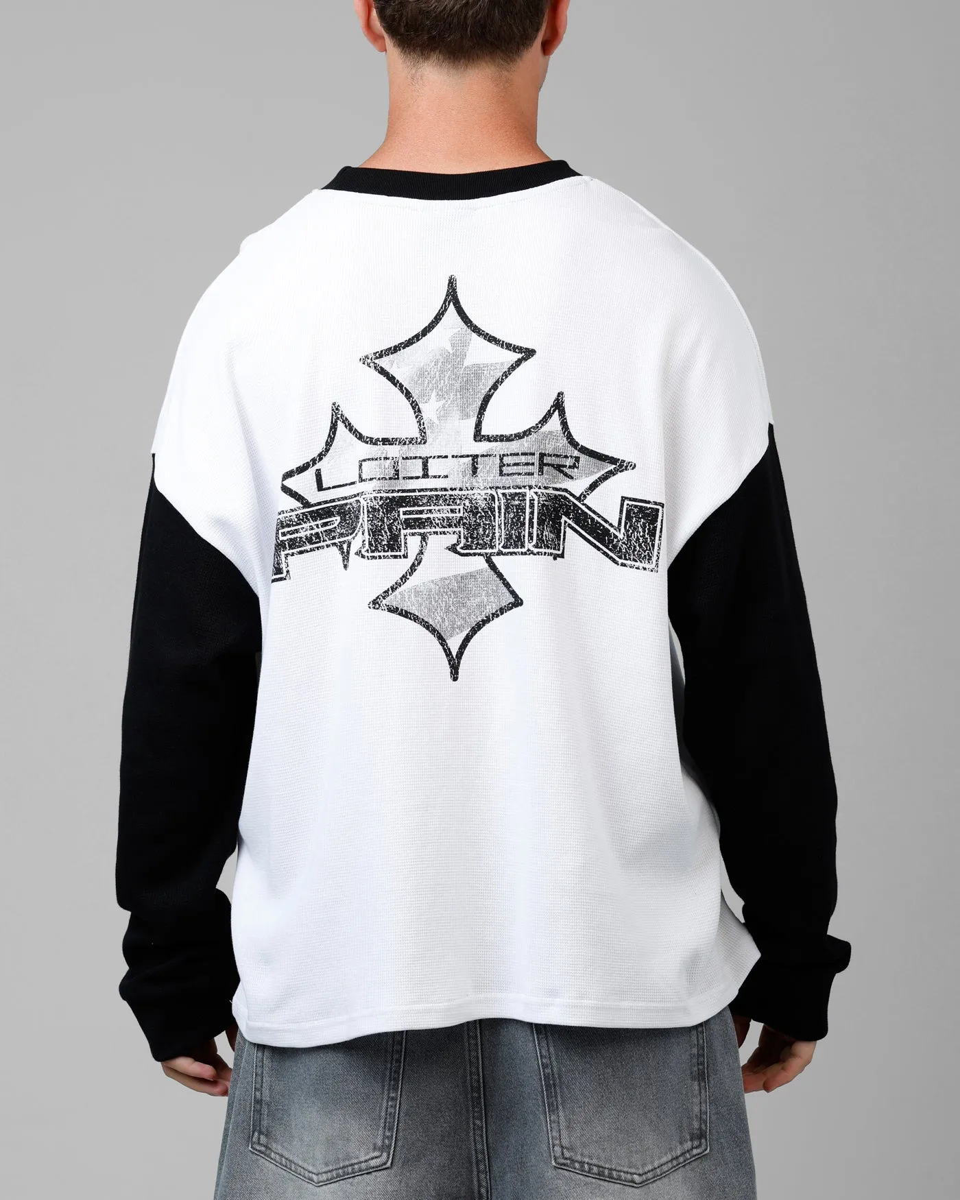 Loiter Biome Waffle Long Sleeve T-Shirt White/Black sold by Culture Kings product image thumbnail 2
