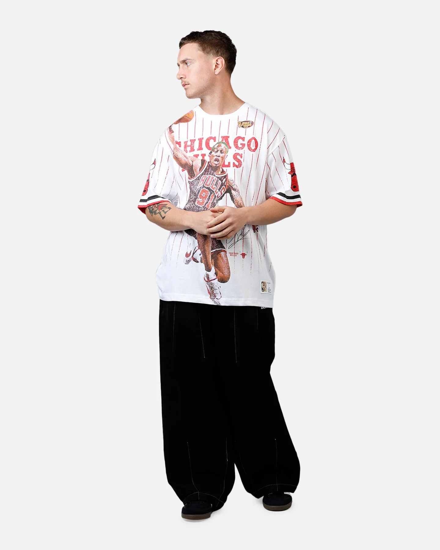 Mitchell & Ness Chicago Bulls Dennis Rodman Playmaker T-Shirt White sold by Culture Kings product image thumbnail 3