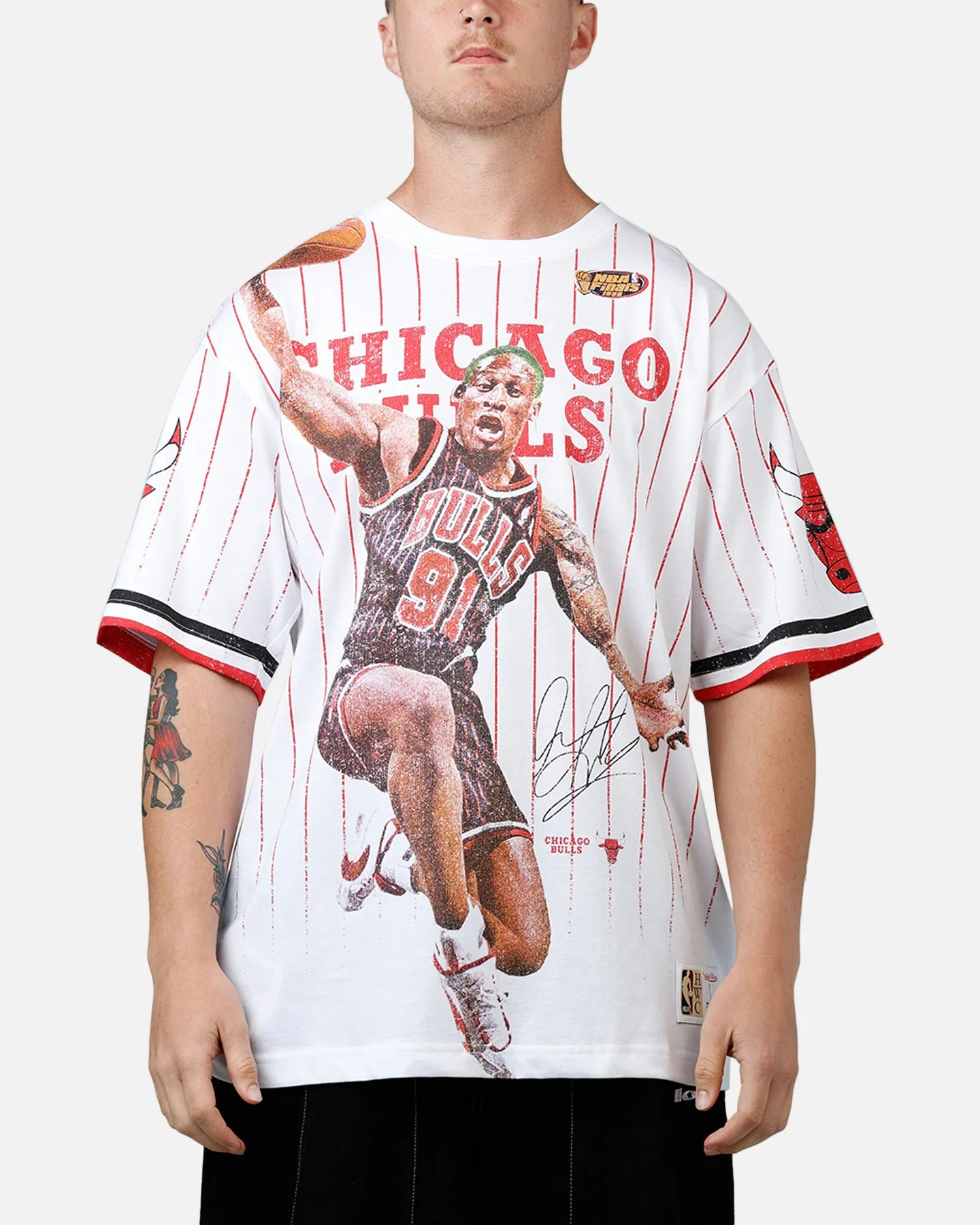 Mitchell & Ness Chicago Bulls Dennis Rodman Playmaker T-Shirt White sold by Culture Kings