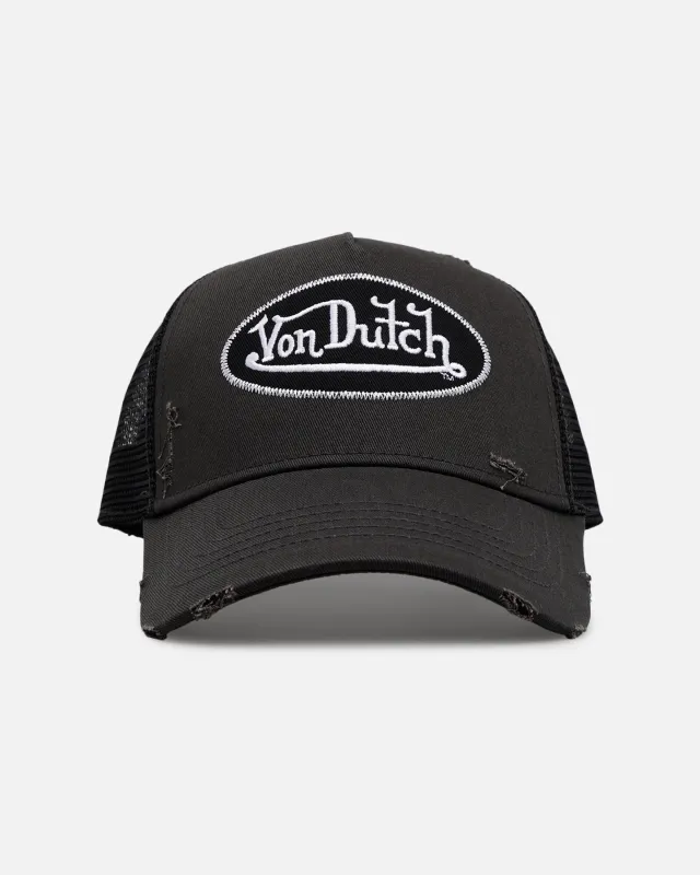Von Dutch Torn Trucker Snapback Black sold by Culture Kings