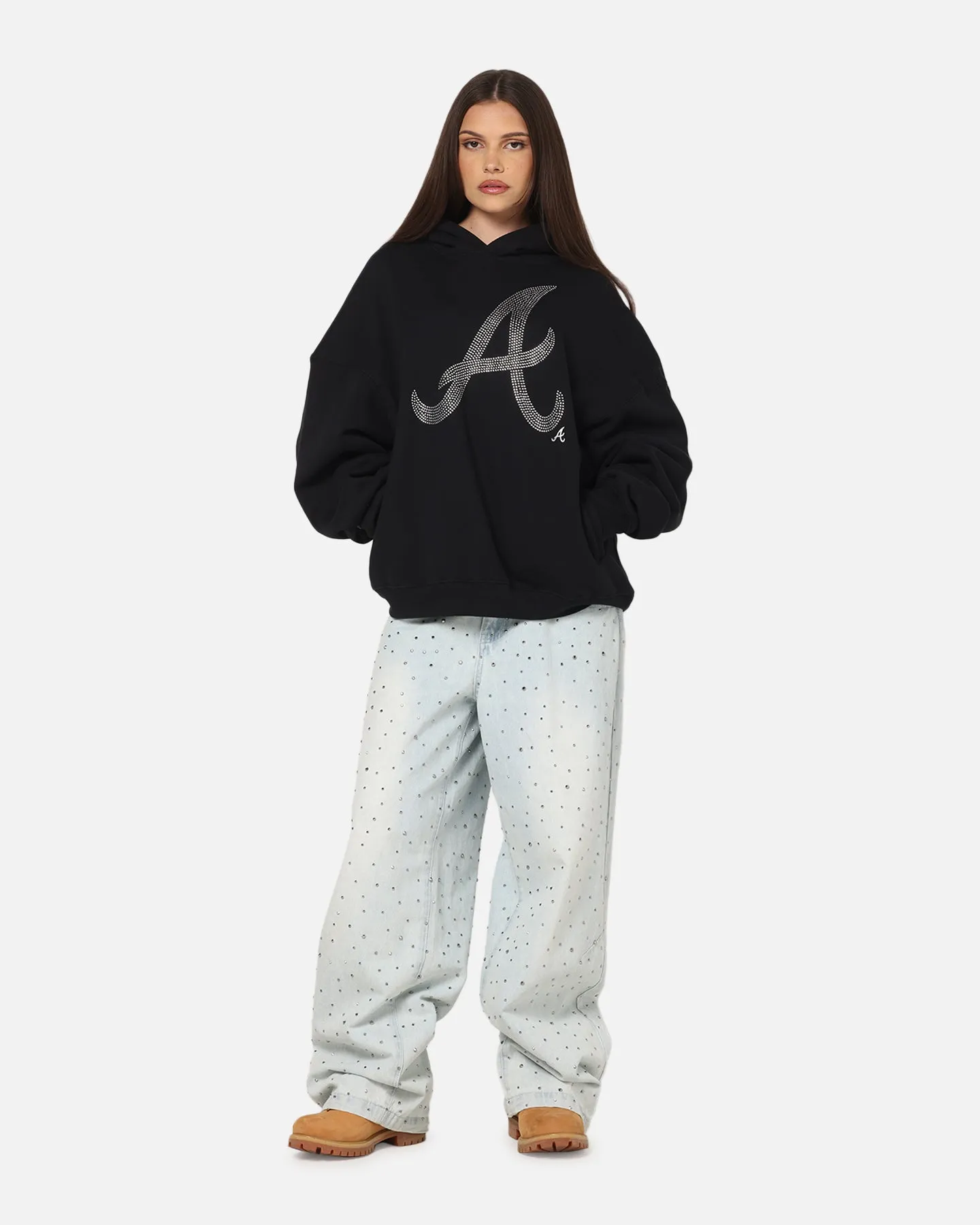 Mitchell & Ness Atlanta Braves Rhinestone Hoodie Faded Black sold by Culture Kings product image thumbnail 2