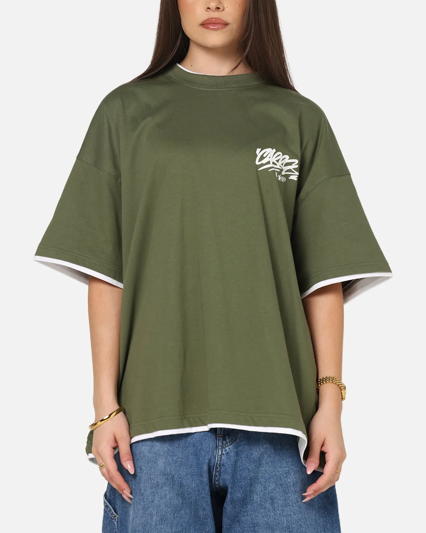 Carre Motion Layered T-Shirt Green/White sold by Culture Kings