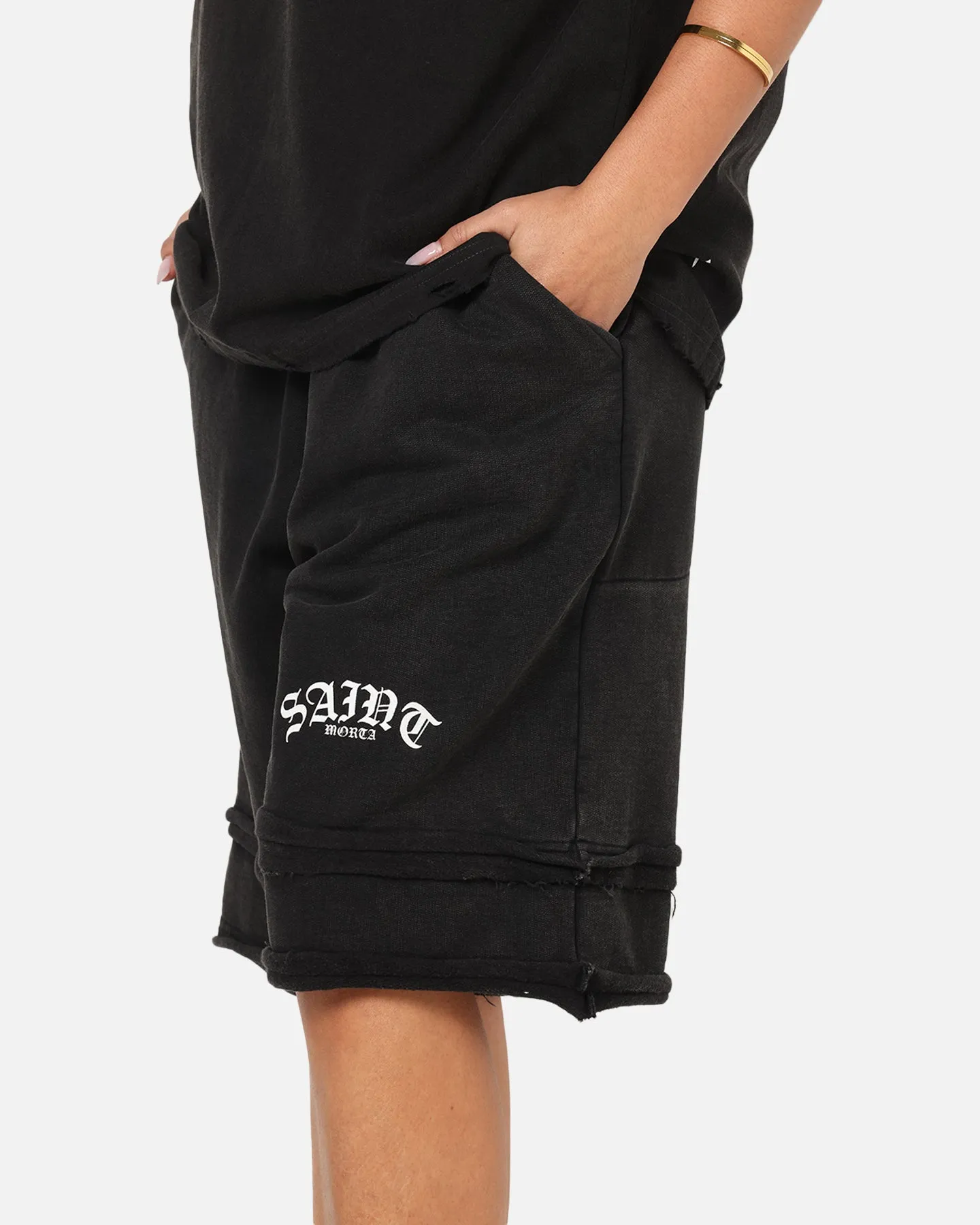 Saint Morta Gothic Layered Sweat Shorts Black sold by Culture Kings product image thumbnail 3