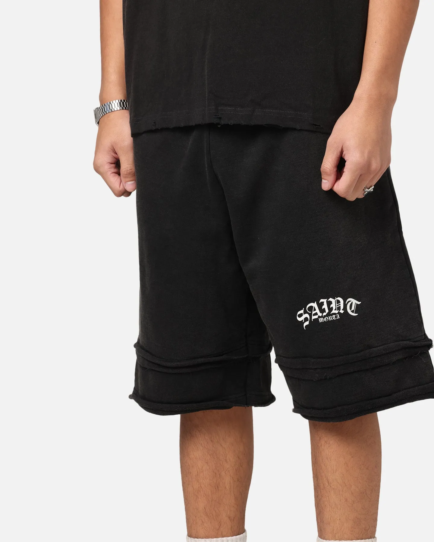 Saint Morta Gothic Layered Sweat Shorts Black sold by Culture Kings product image thumbnail 3
