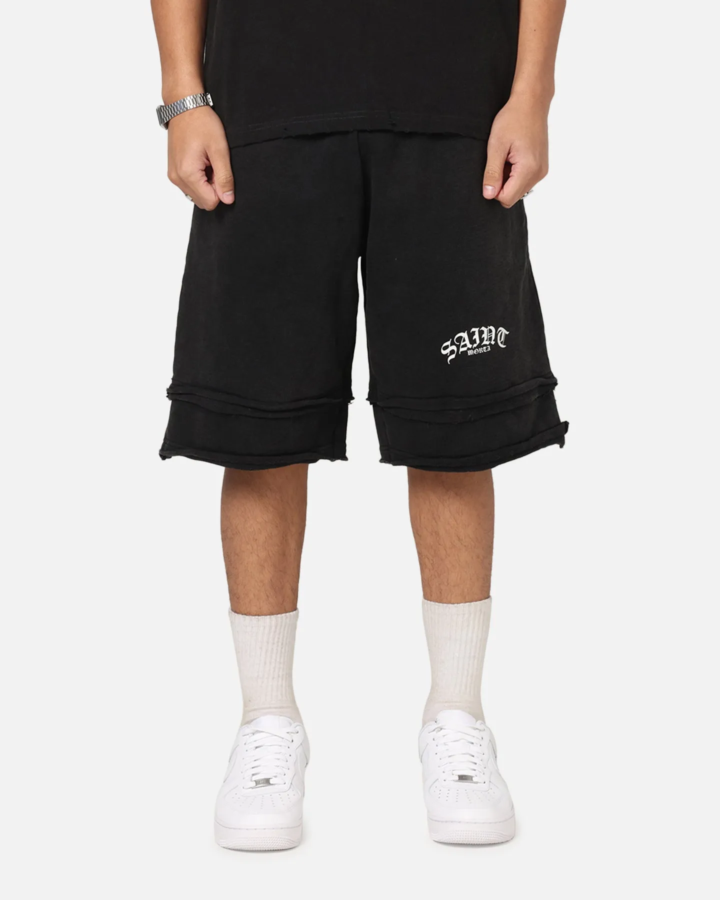 Saint Morta Gothic Layered Sweat Shorts Black sold by Culture Kings