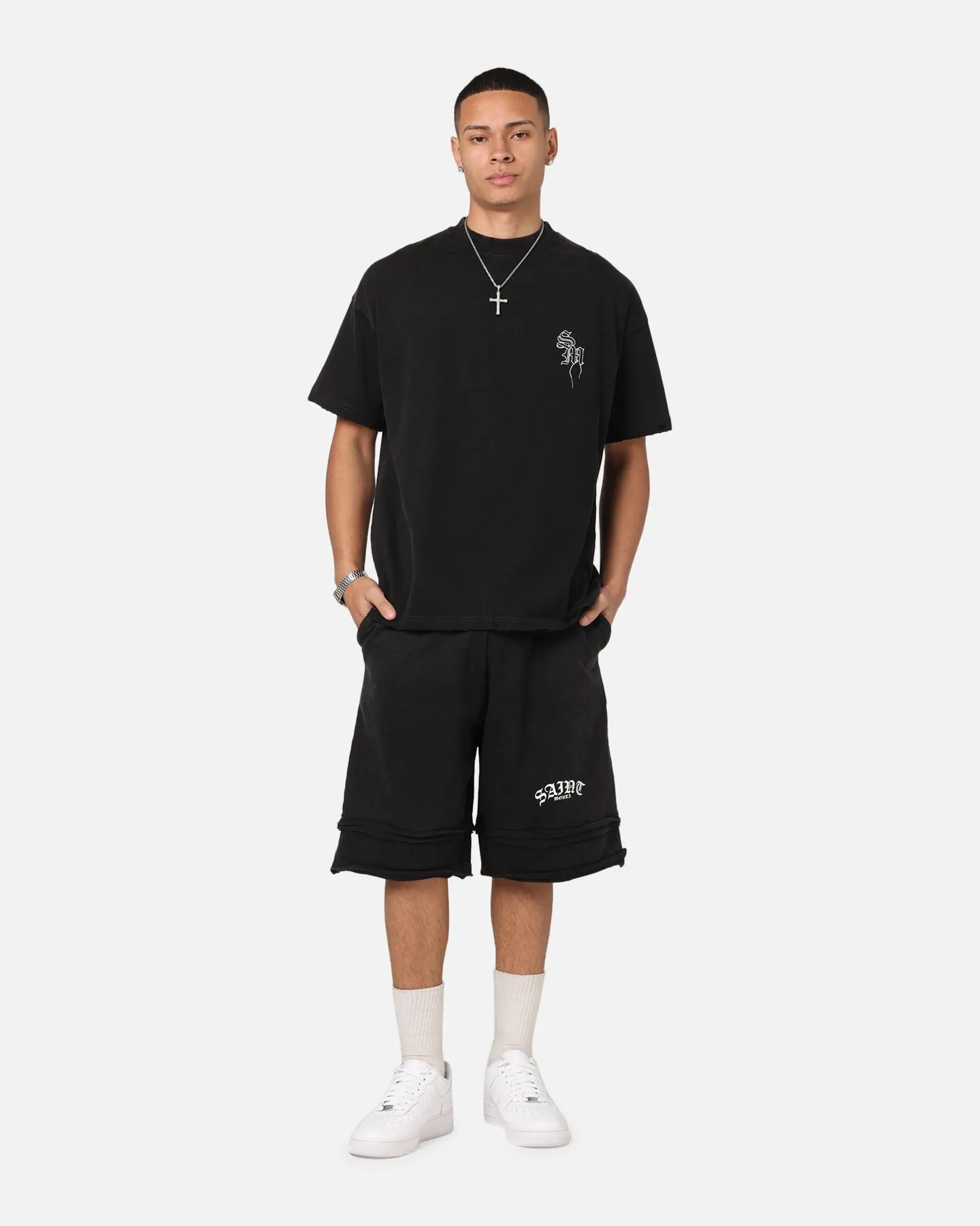 Saint Morta Gothic Layered Sweat Shorts Black sold by Culture Kings product image thumbnail 2