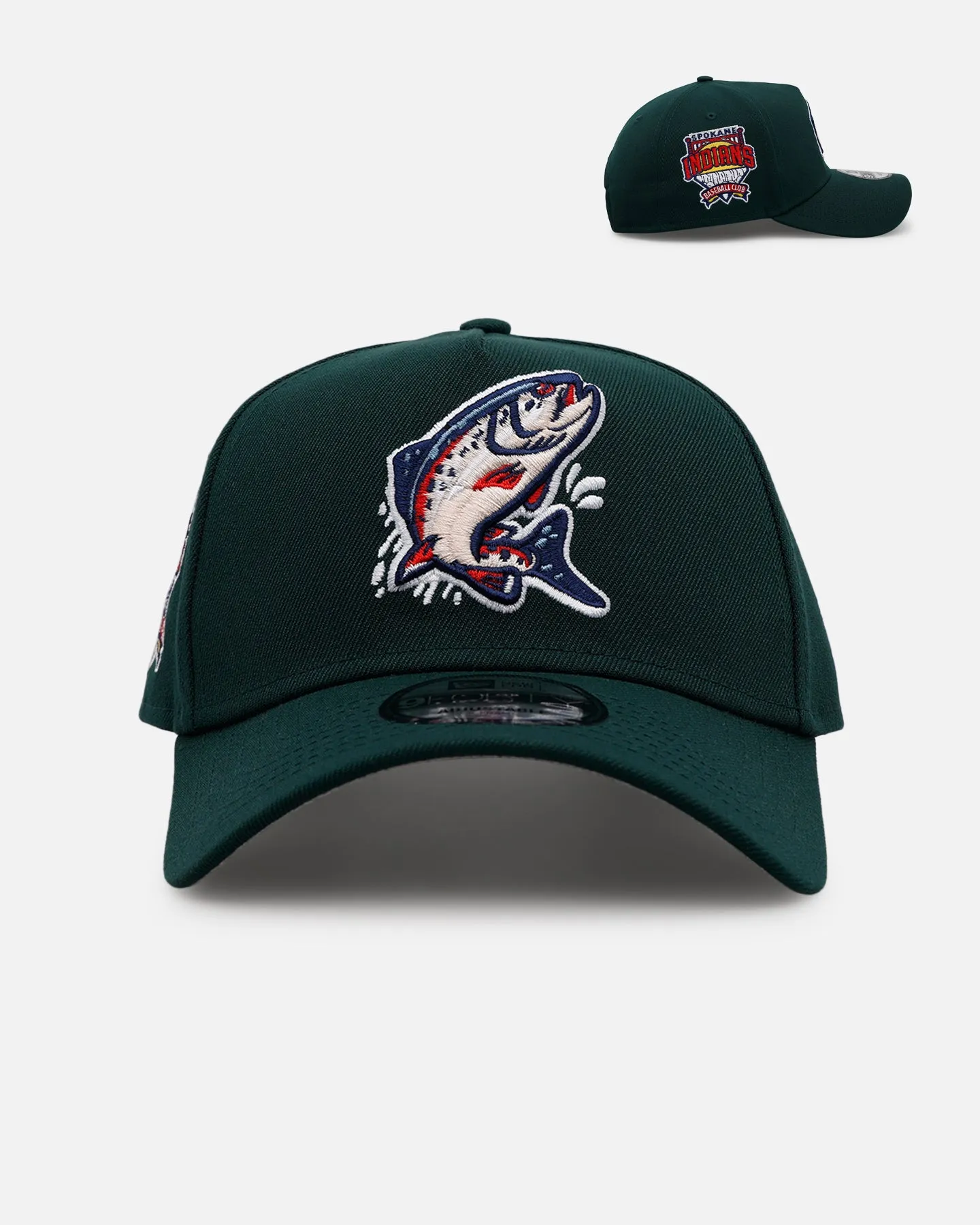 New Era Spokane Indians 'Evergreen' 9FORTY A-Frame Snapback Dark Green sold by Culture Kings