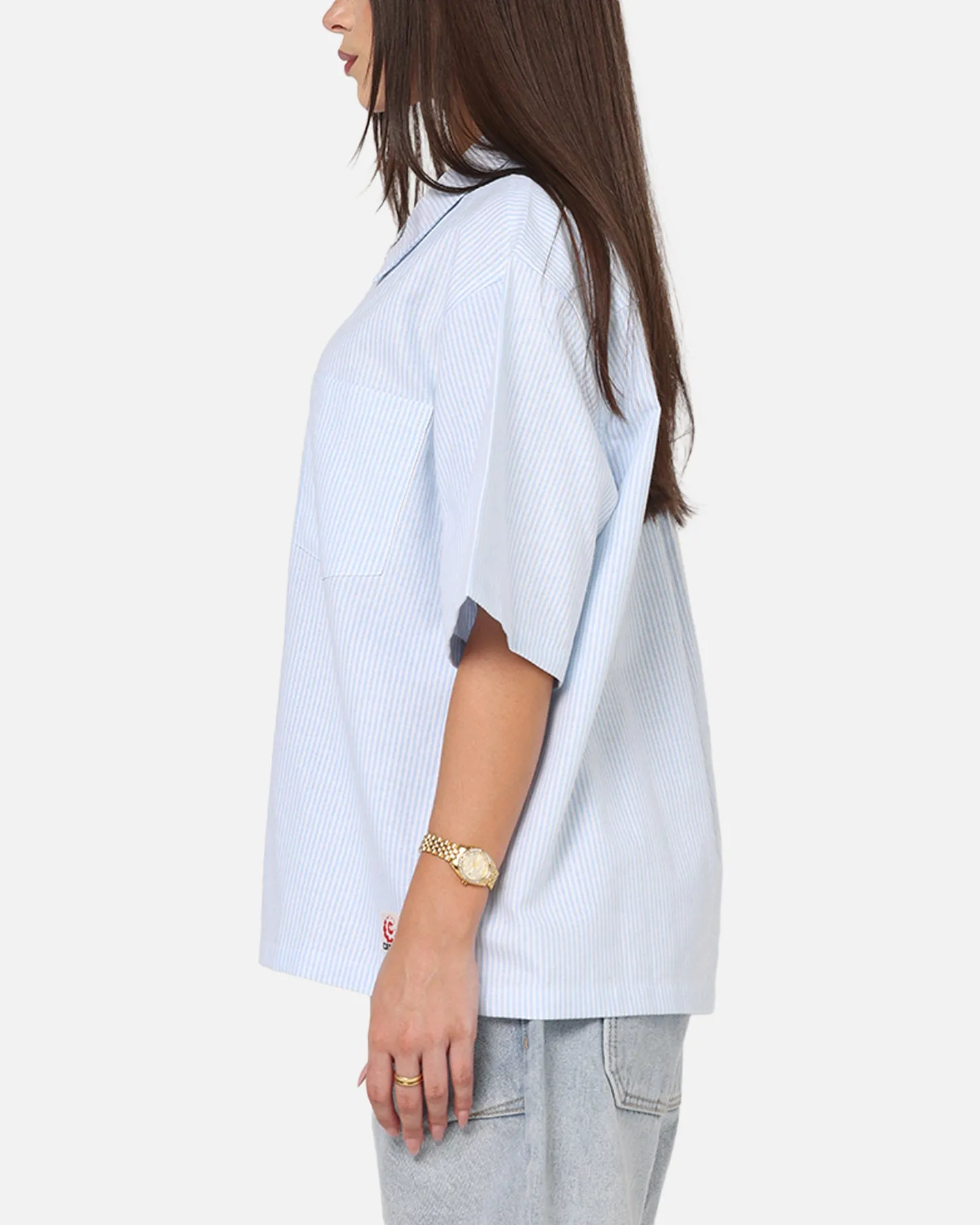 Carre Oxford Stripe Zip Up Shirt Blue/White Stripe sold by Culture Kings product image thumbnail 4