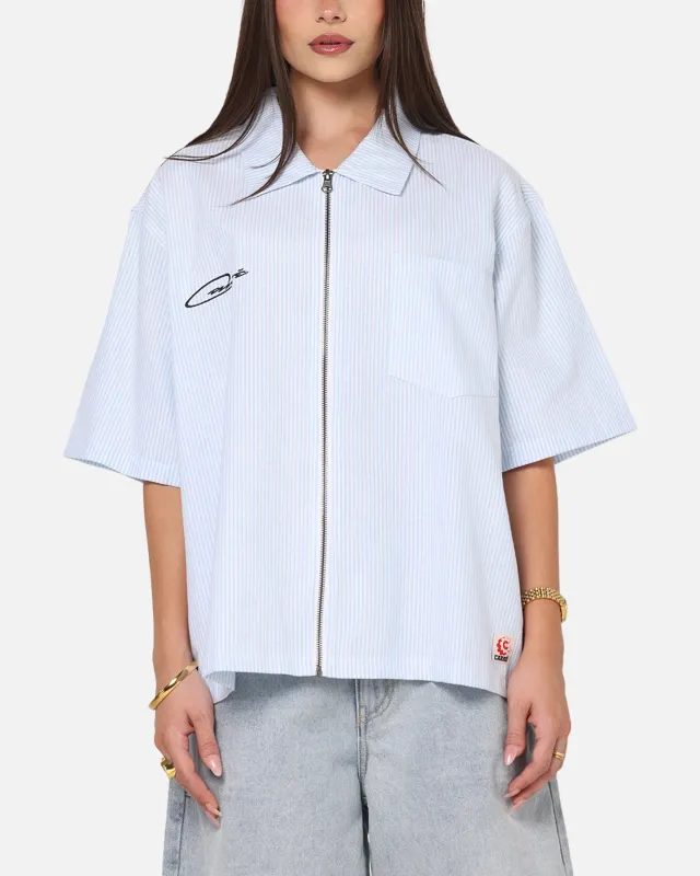 Carre Oxford Stripe Zip Up Shirt Blue/White Stripe sold by Culture Kings