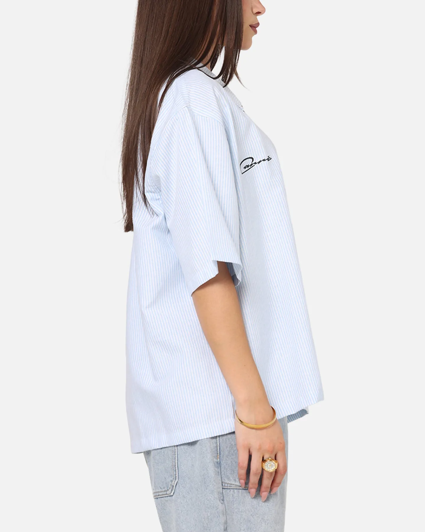 Carre Oxford Stripe Zip Up Shirt Blue/White Stripe sold by Culture Kings product image thumbnail 5