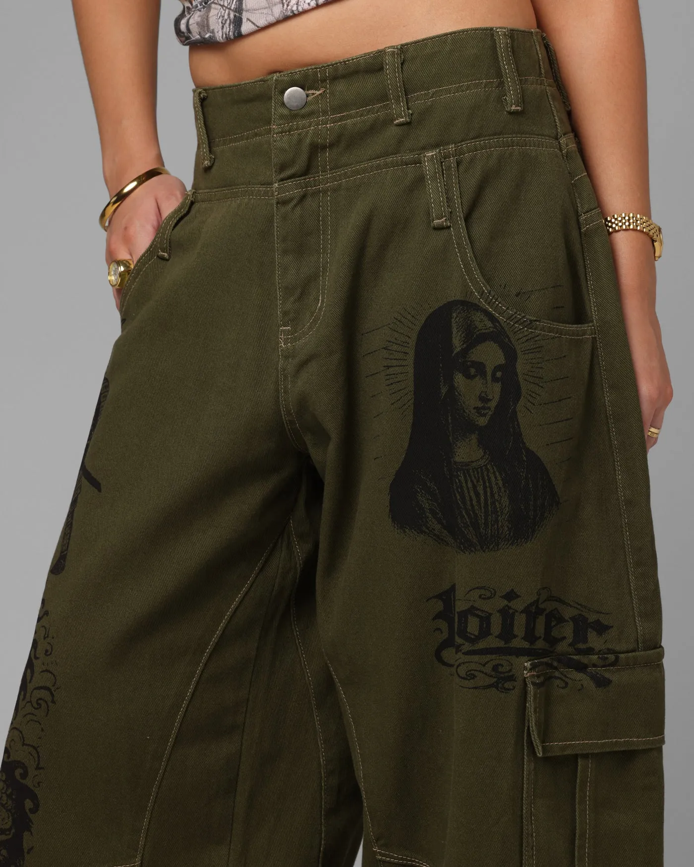 Loiter Layered Holy Fire Cargo Pants Khaki sold by Culture Kings product image thumbnail 3