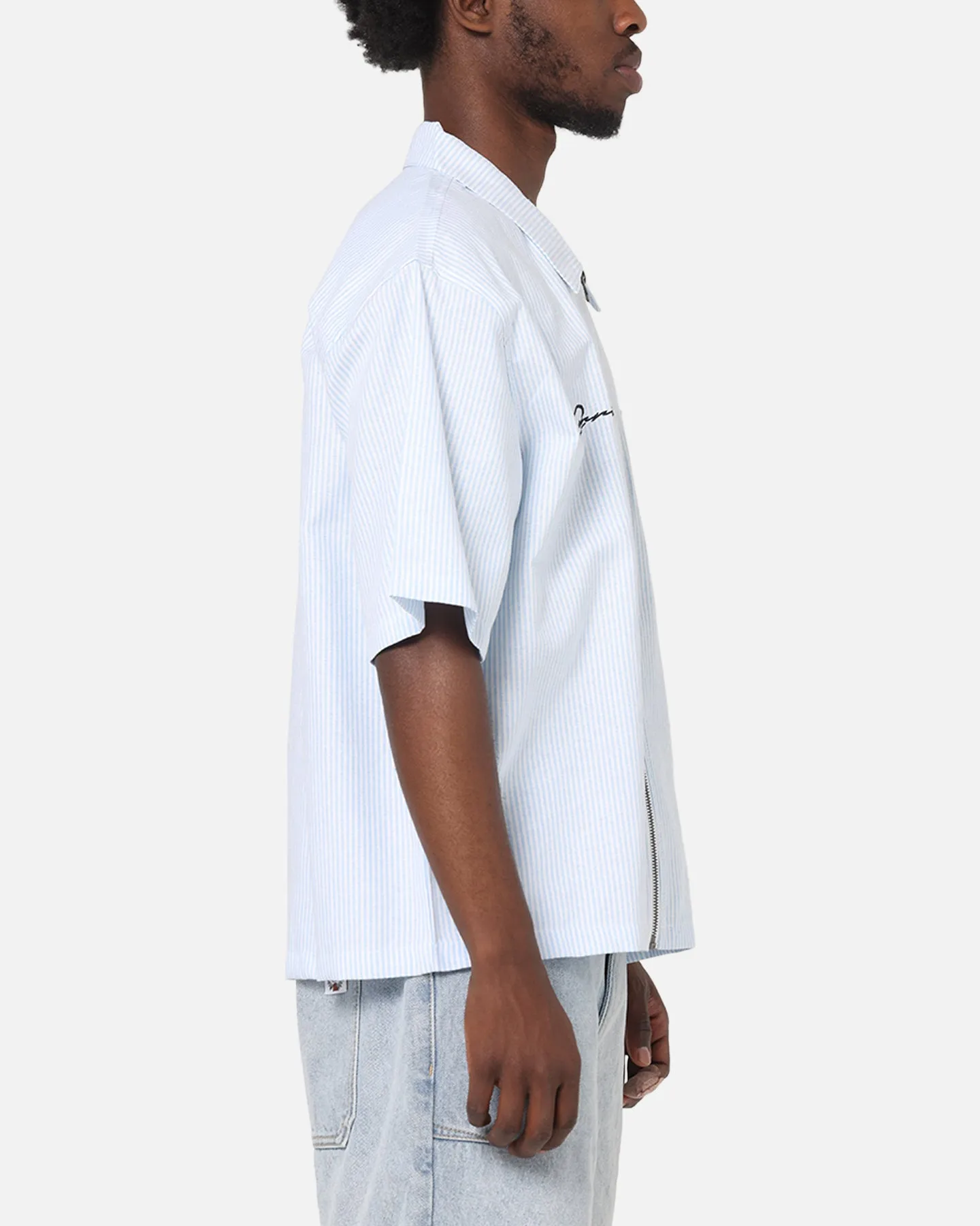 Carre Oxford Stripe Zip Up Shirt Blue/White Stripe sold by Culture Kings product image thumbnail 4