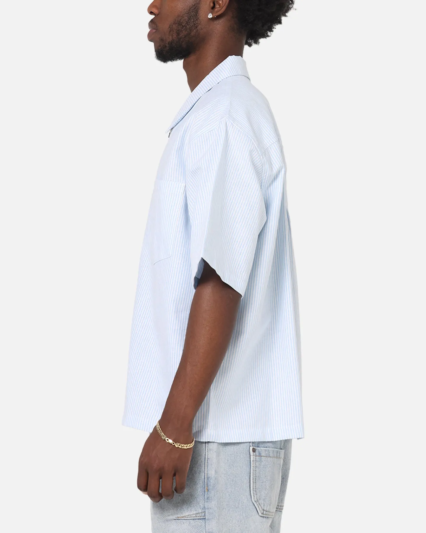 Carre Oxford Stripe Zip Up Shirt Blue/White Stripe sold by Culture Kings product image thumbnail 5