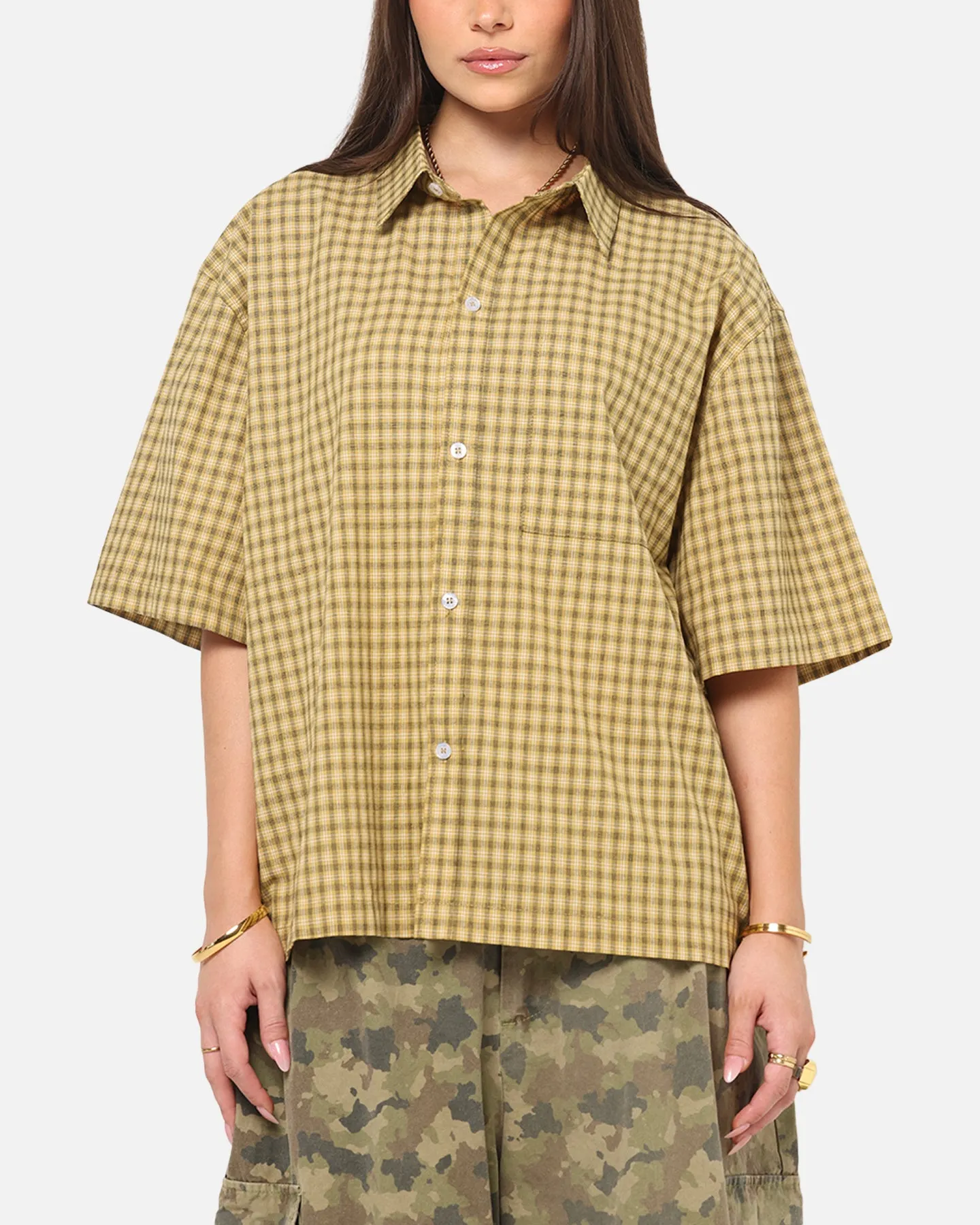 Carre Checkered Boxy Button Up Shirt Yellow Check sold by Culture Kings